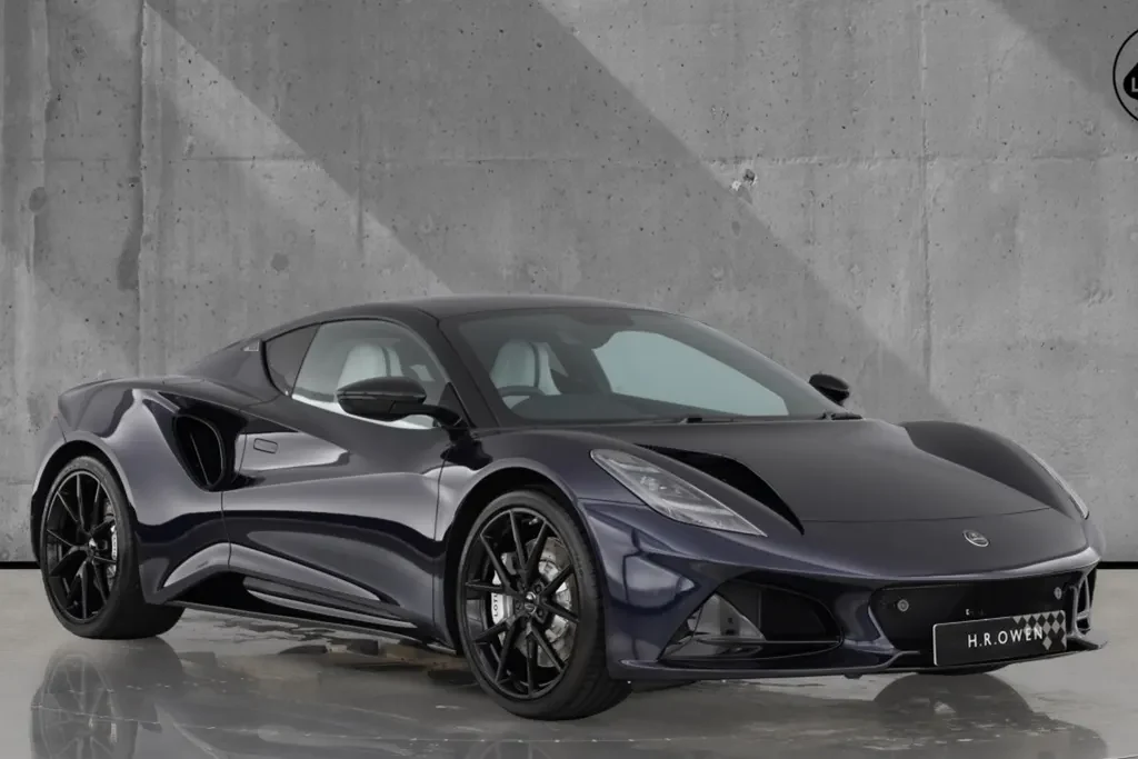 Lotus Emira, full-car front three-quarter view.