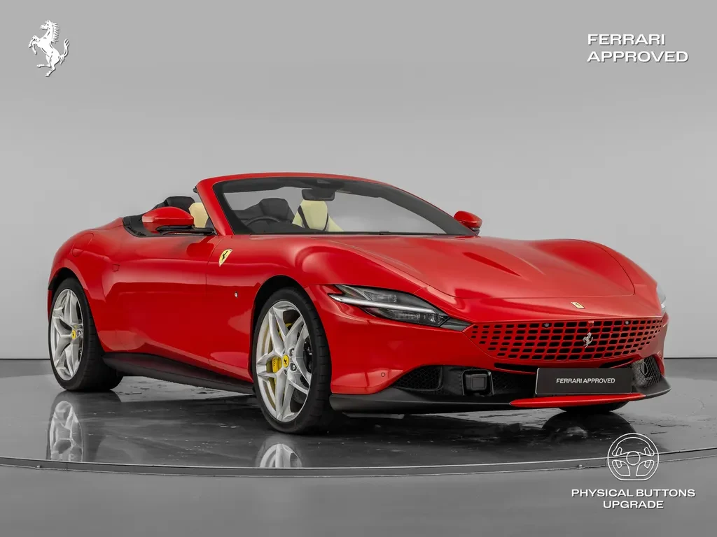 Ferrari Roma Spider, full-car front three-quarter view.