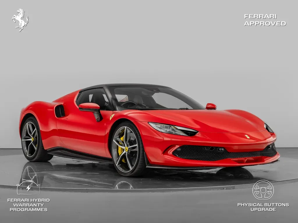 Ferrari 296 GTB, full-car front three-quarter view.