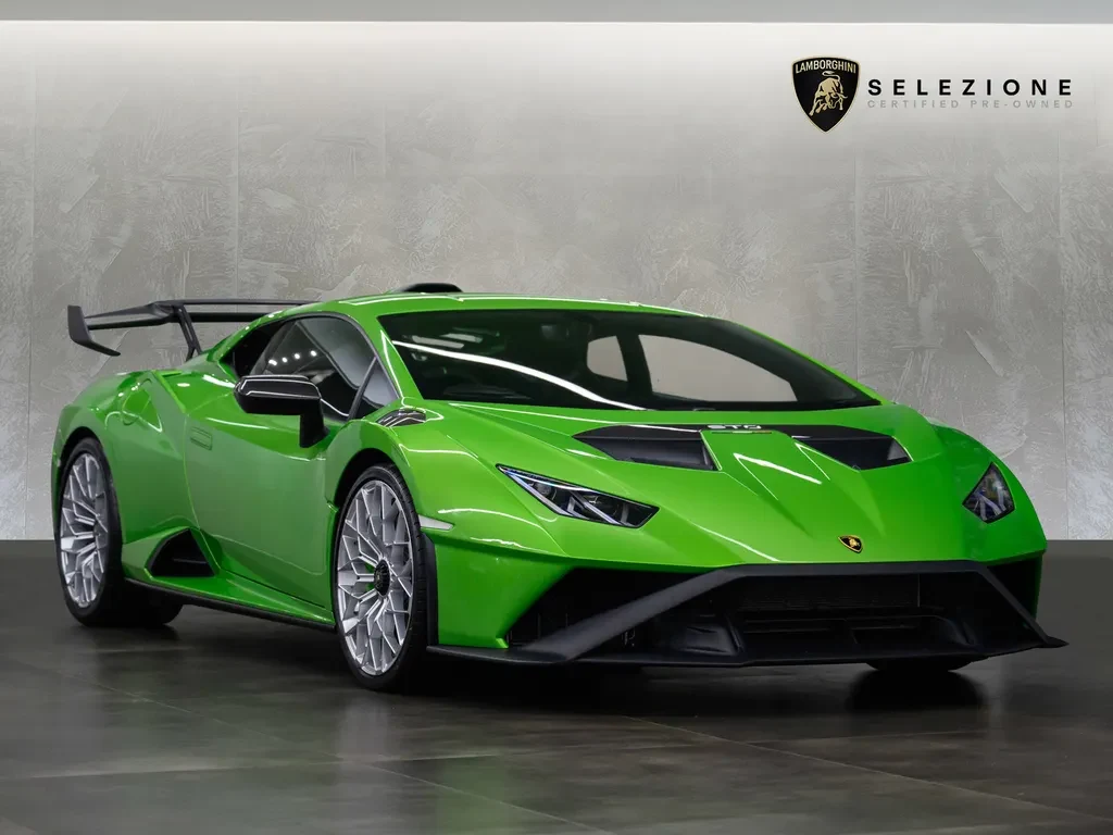 Lamborghini Huracán STO, full-car front three-quarter view.
