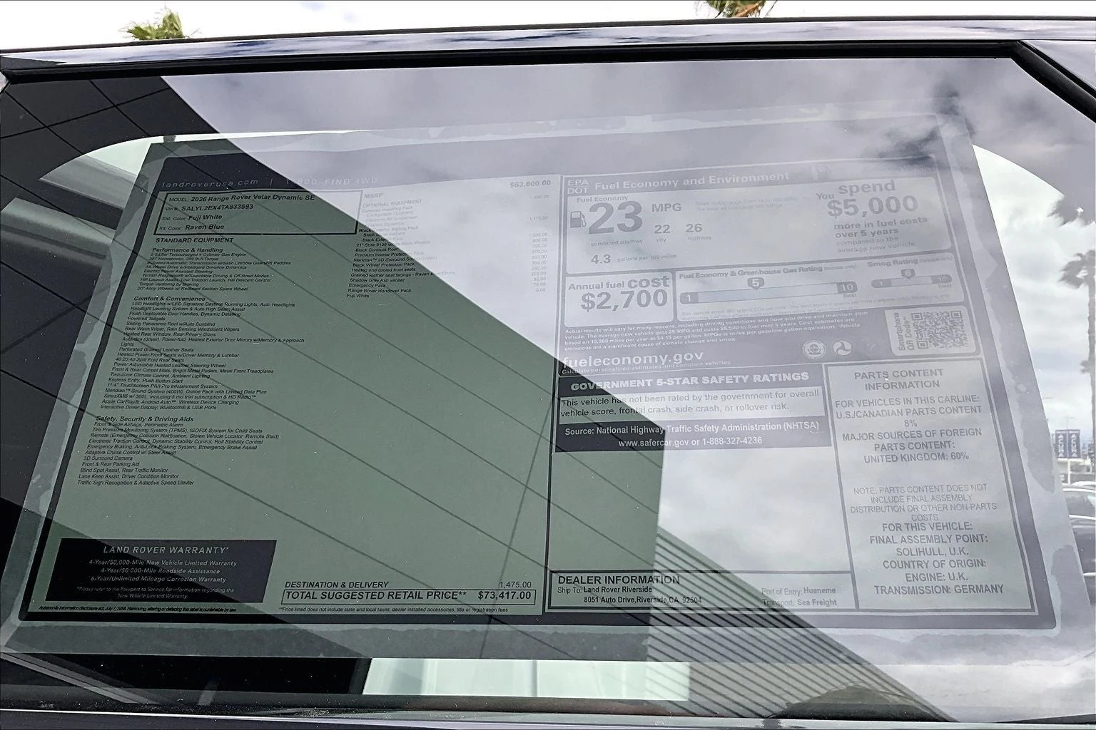 2026 Land Rover Range Rover Velar Dynamic SE (L560), 14/14