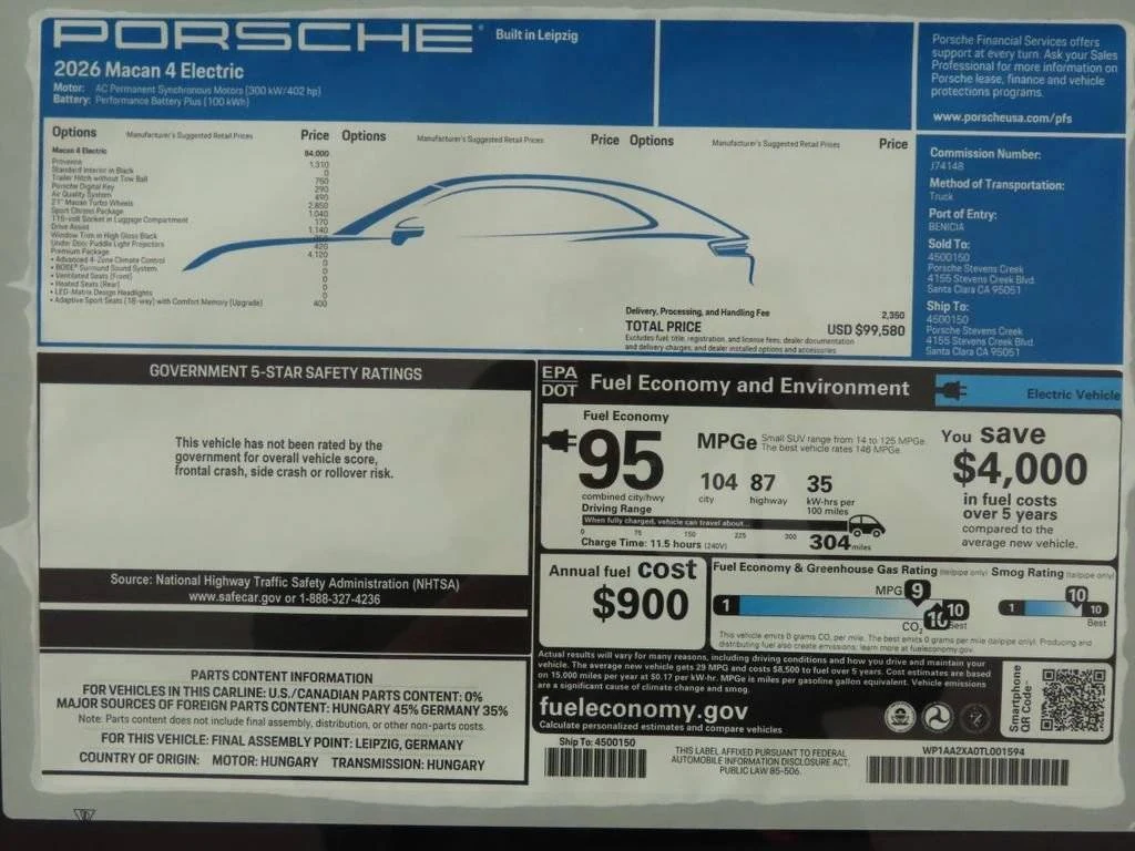 2026 Porsche Macan 4 Electric (XAB), 16/20