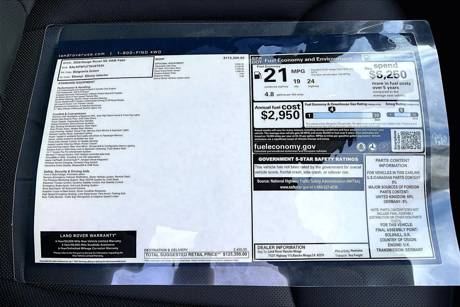 2026 Land Rover Range Rover SE (L460), 14/14