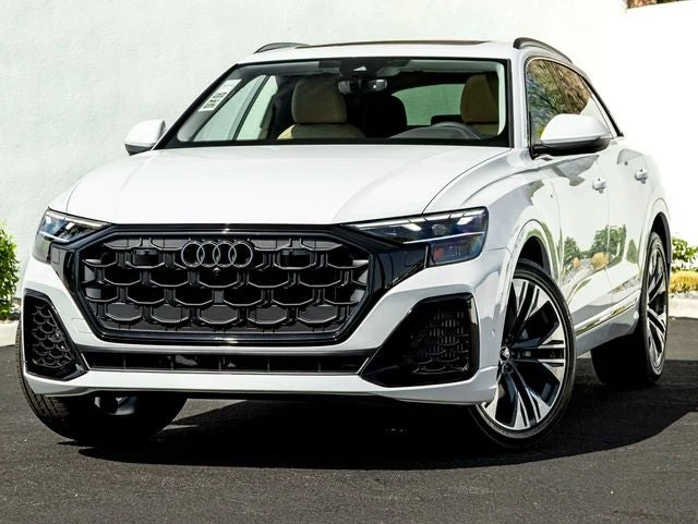 Audi Q8 55 Premium Plus quattro (4M) · Glacier White Metallic · Indigo Auto Group