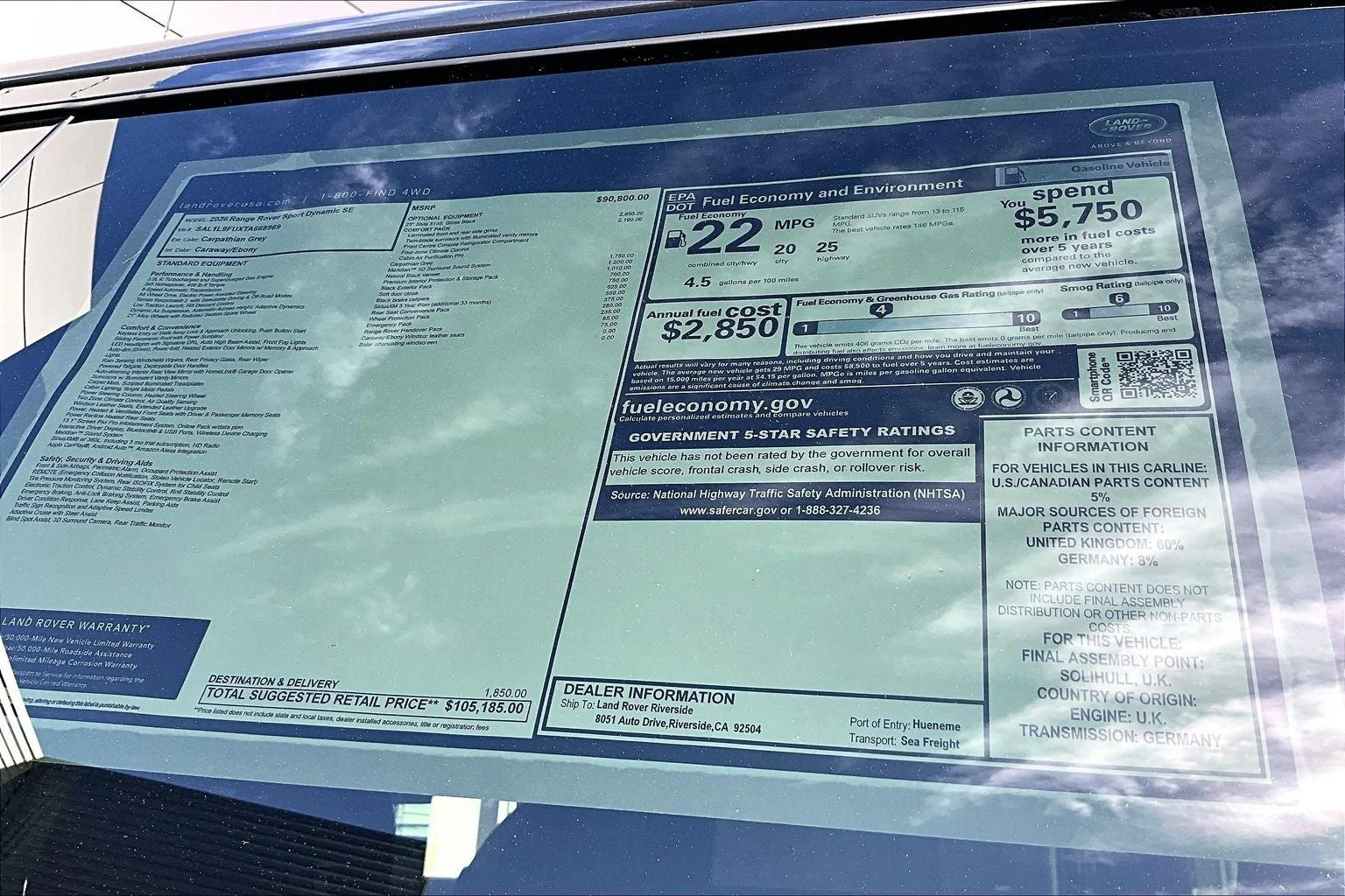 2026 Land Rover Range Rover Sport Dynamic SE (L461), 14/14