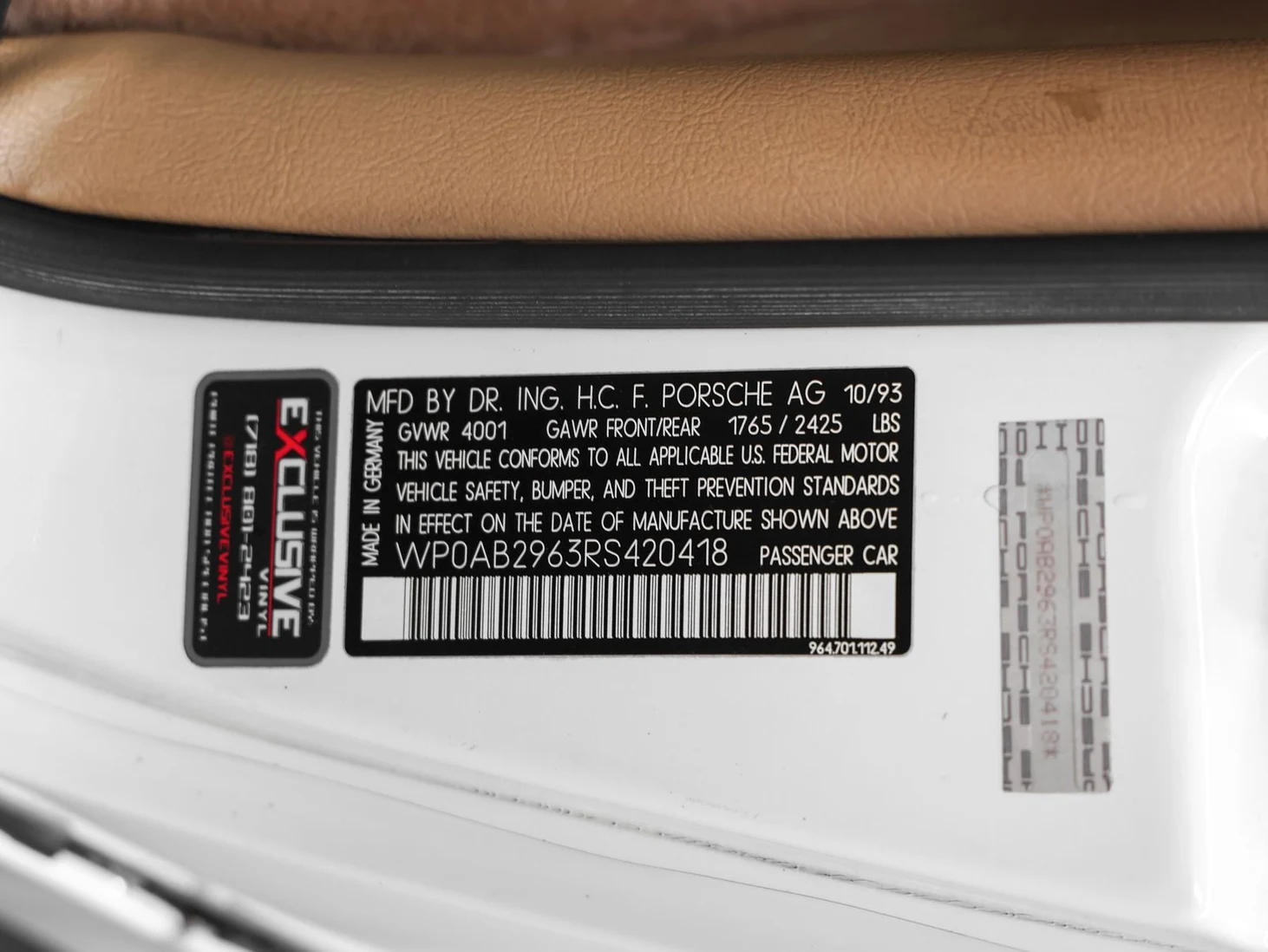 1994 Porsche 911 Carrera 4 Turbo-Look (964), 18/20