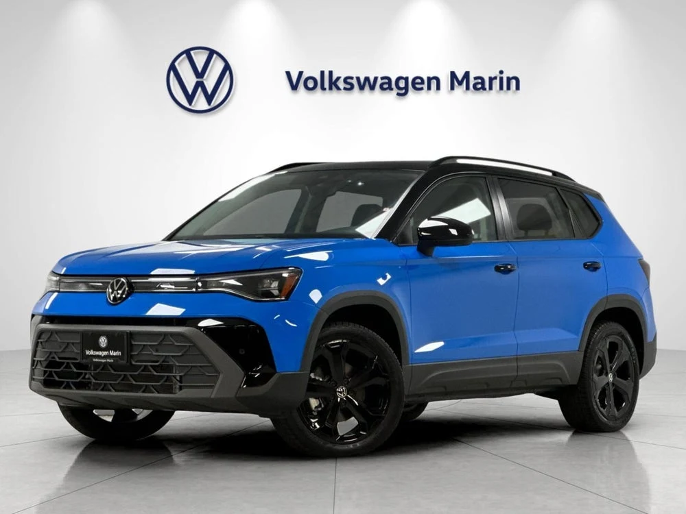 Volkswagen Taos SE Black (2025 Update) · Cornflower Blue W And Deep Black Roof · Indigo Auto Group