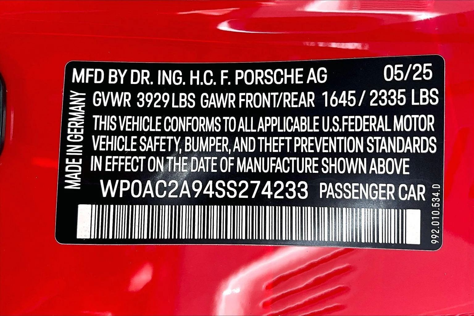 2025 Porsche 911 GT3 (992.2), 29/29