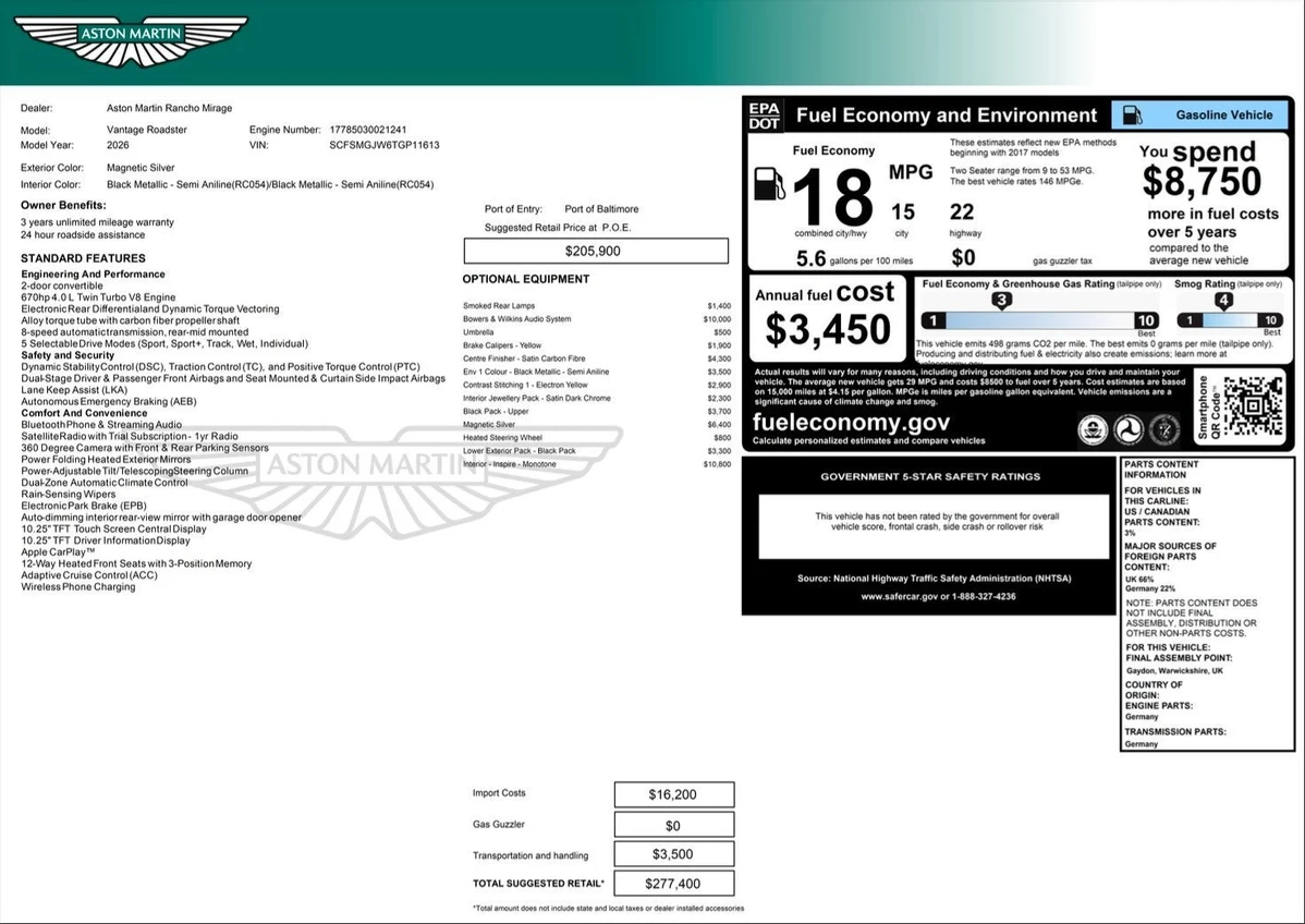 2026 Aston Martin Vantage Roadster (2024 Update), 29/30