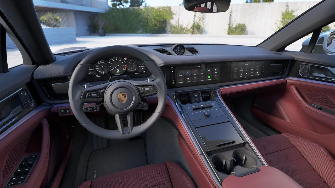 2027 Porsche Panamera 4 interior, dashboard, Leather Interior In Black/Bordeaux Red
