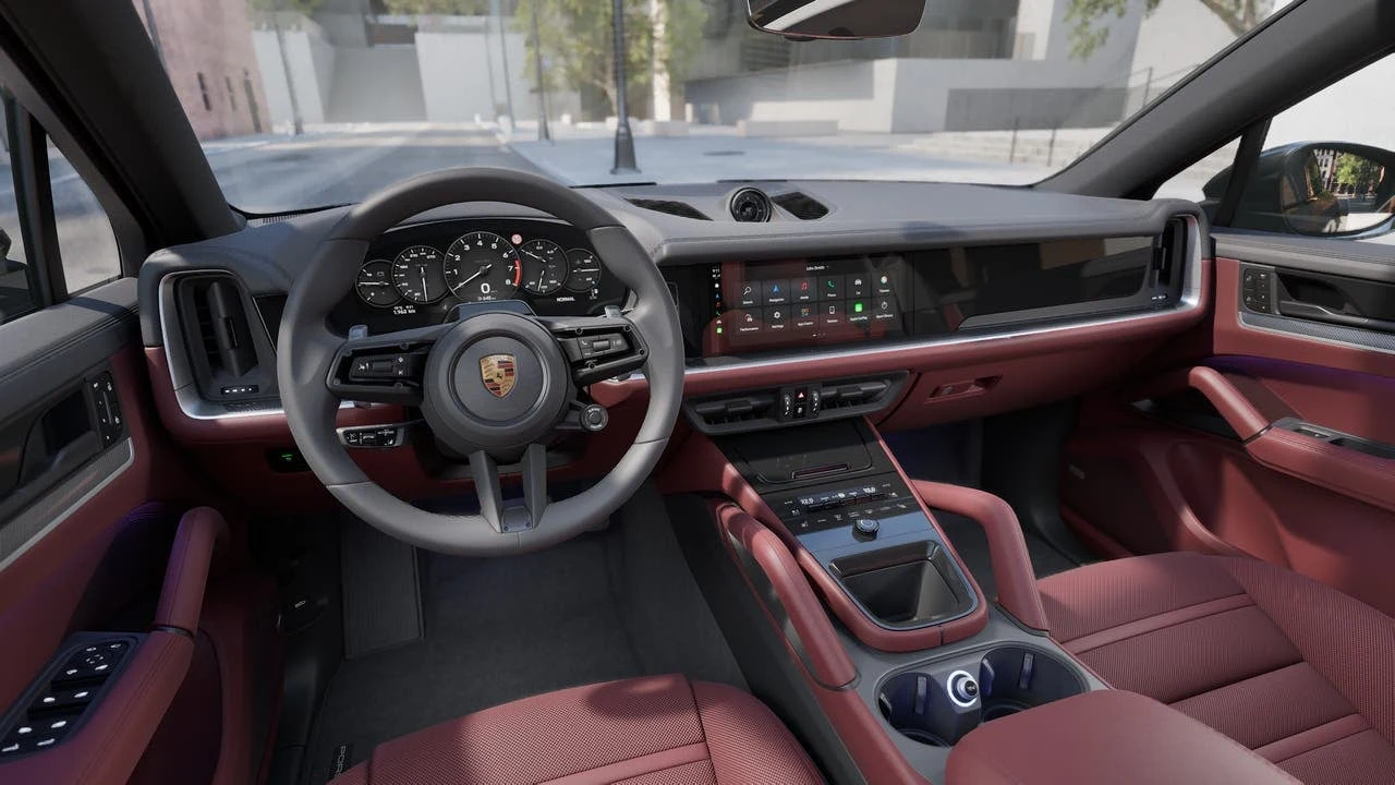 2027 Porsche Cayenne Coupé interior, dashboard, Leather Interior In Black/Bordeaux Red