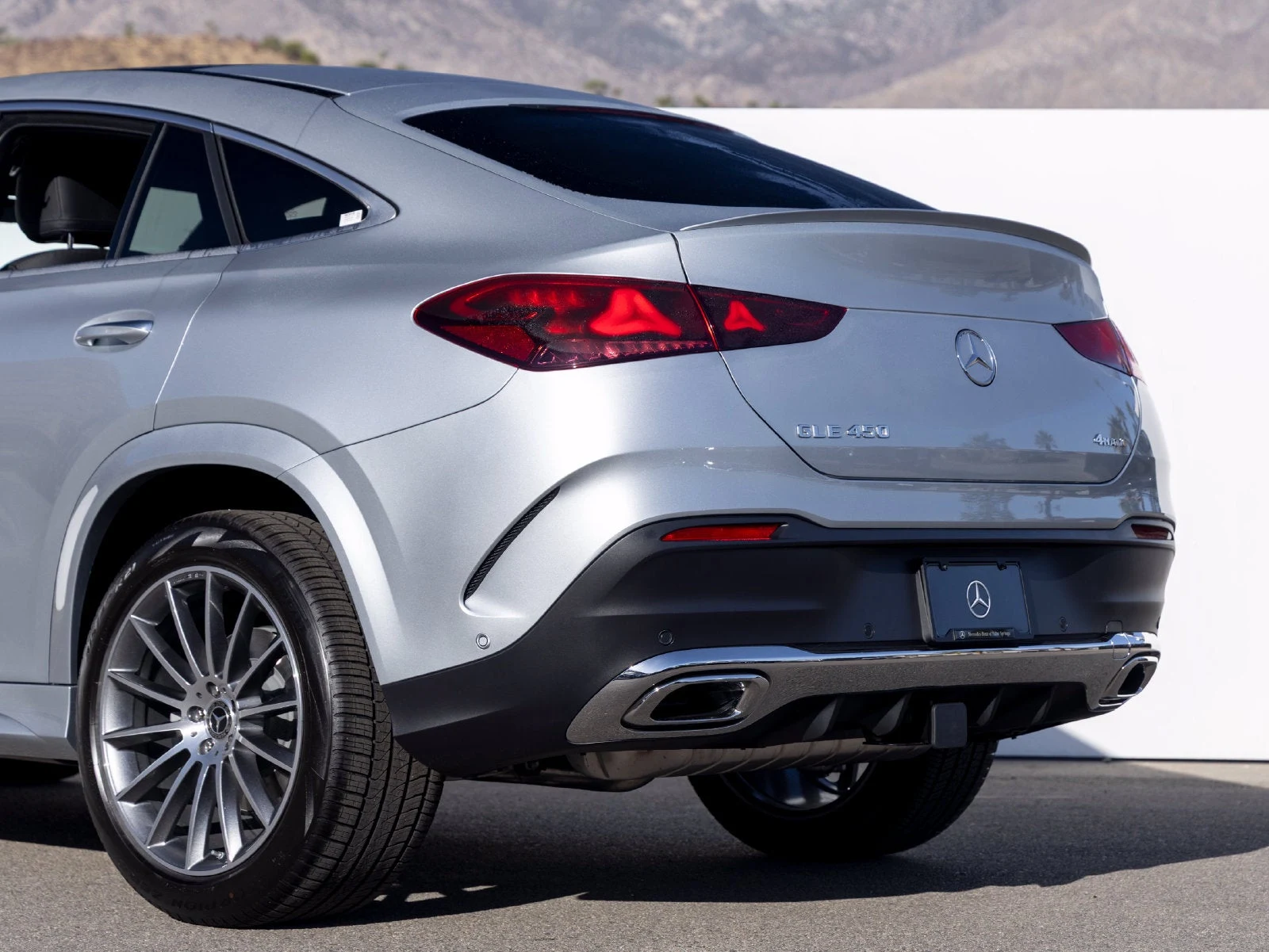 2027 Mercedes-Benz GLE GLE 450 Coupe 4MATIC®, rear three-quarter view, Cirrus Silver Metallic
