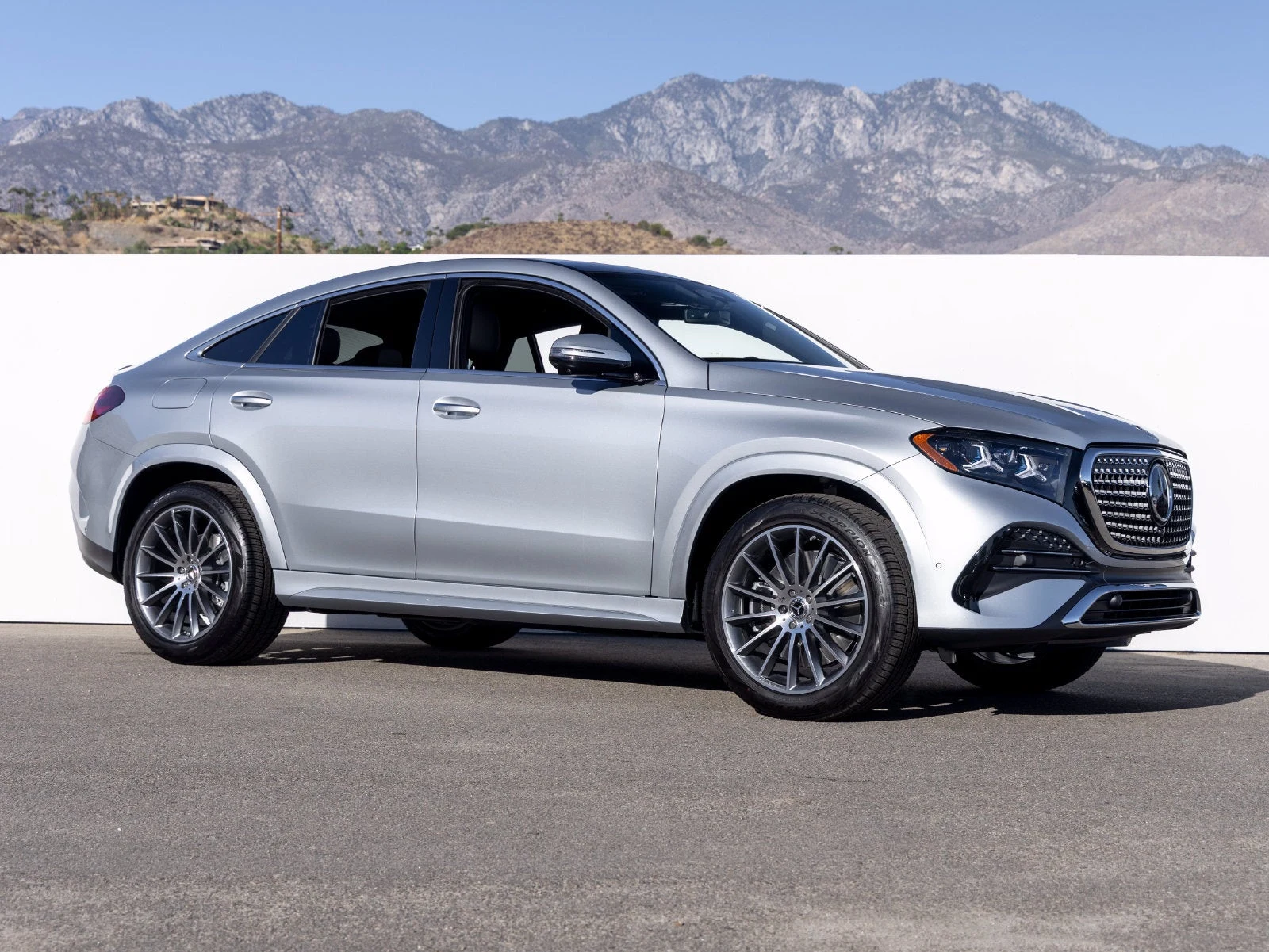 2027 Mercedes-Benz GLE GLE 450 Coupe 4MATIC® for sale, front three-quarter view, Cirrus Silver Metallic