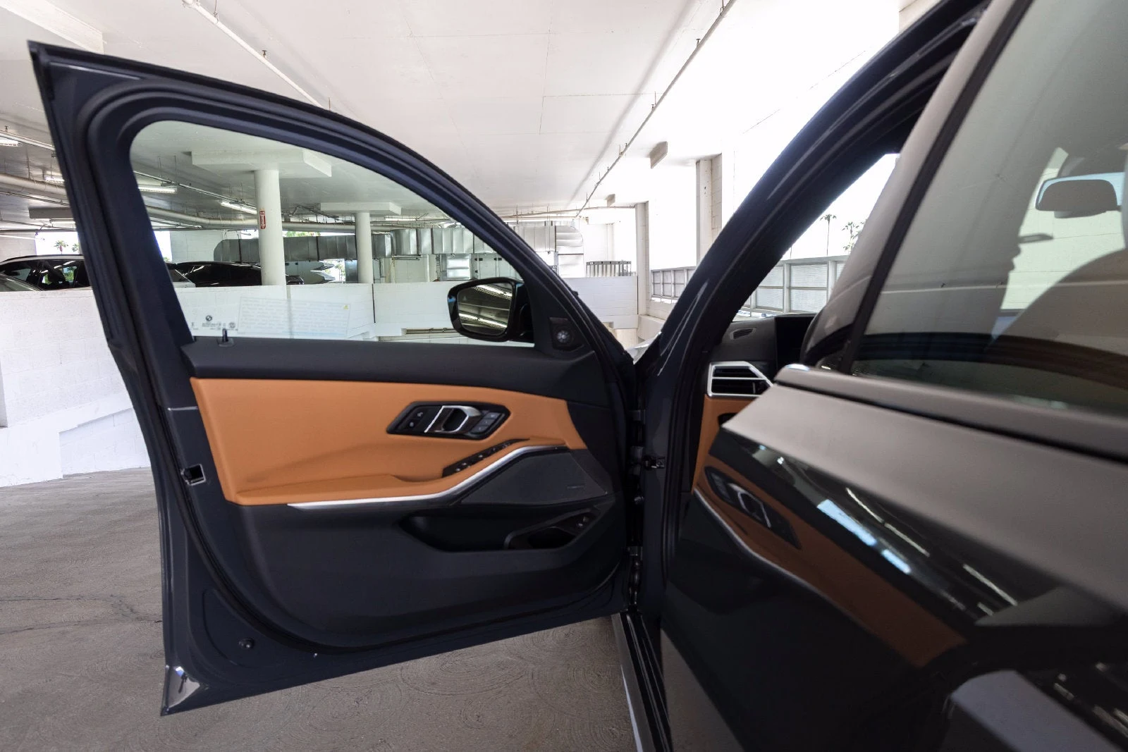 2026 BMW M340i Sedan interior, door panel, Cognac Perforated Sensatec