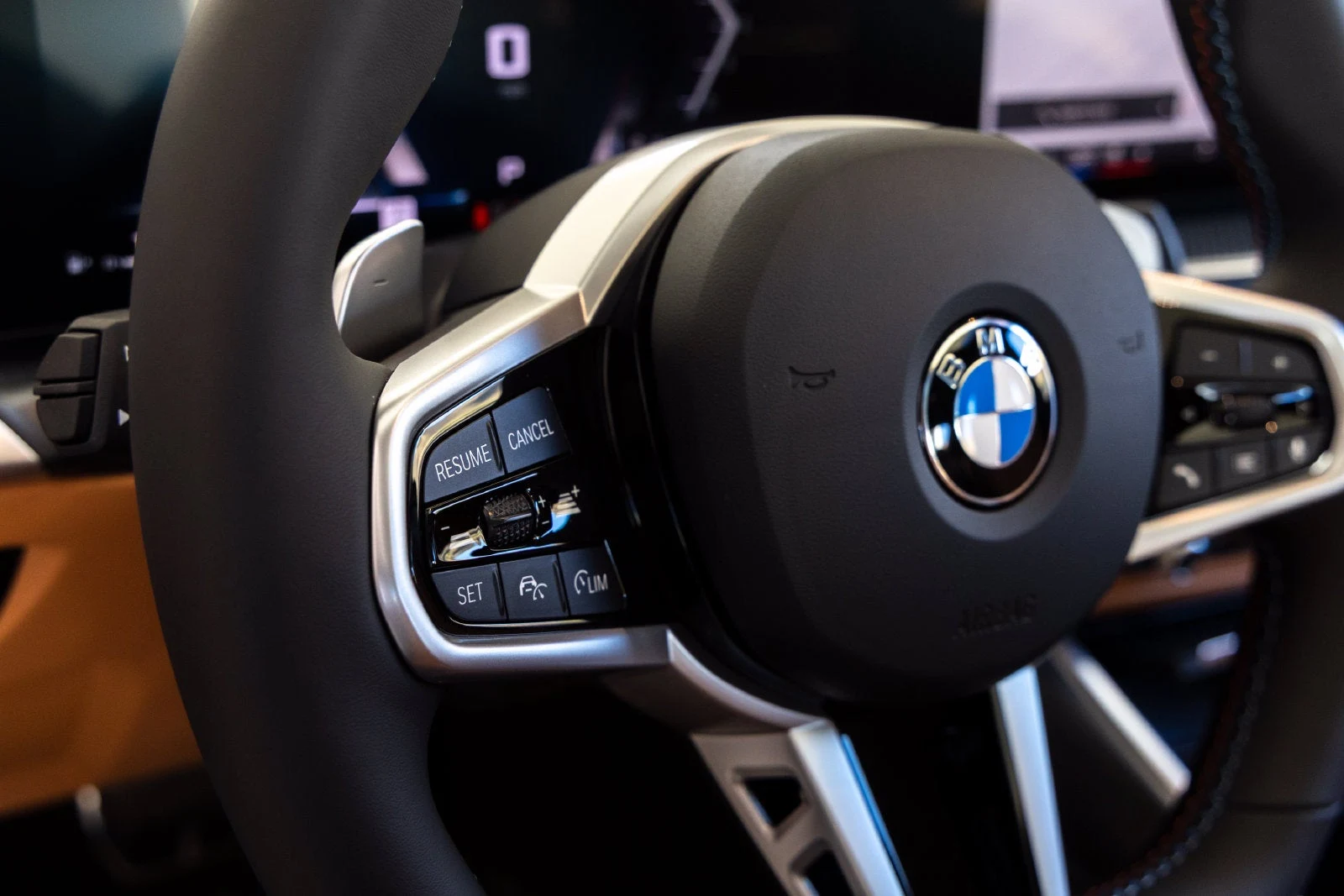 2026 BMW M340i Sedan interior, steering wheel, Cognac Perforated Sensatec