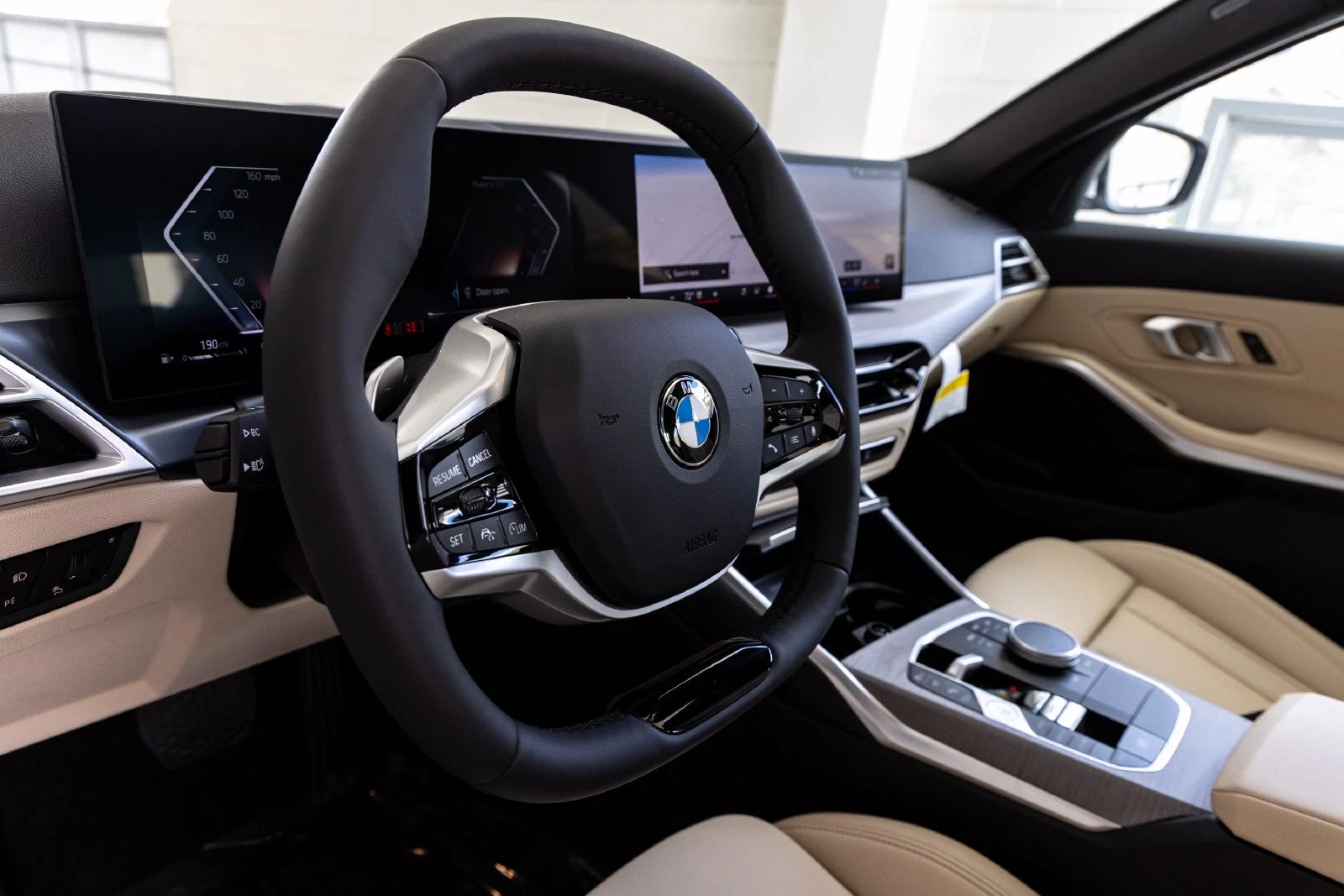 2026 BMW 330i Sedan interior, Canberra Beige Perforated Sensatec