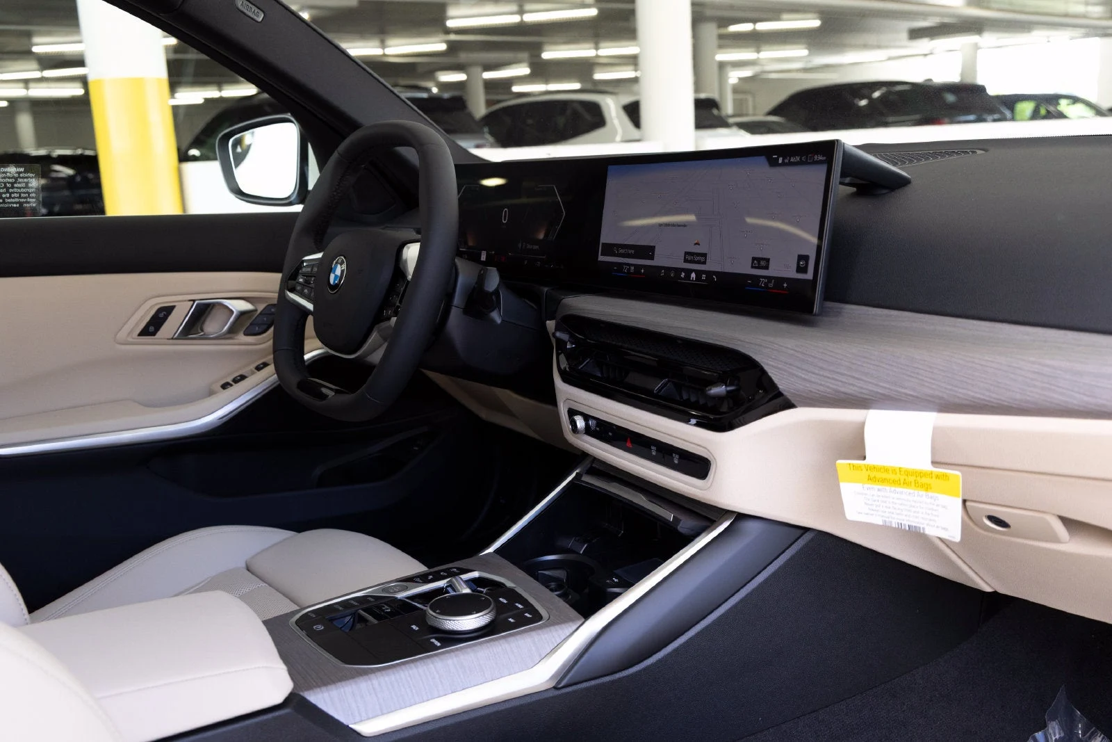 2026 BMW 330i Sedan interior, dashboard, Canberra Beige Perforated Sensatec
