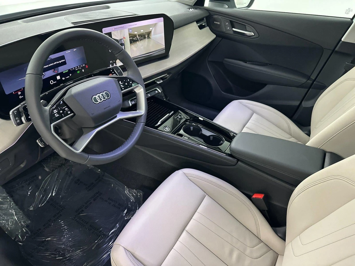 2026 Audi Q3 S line quattro interior, Parchment Beige W And Steel Gray Stitch