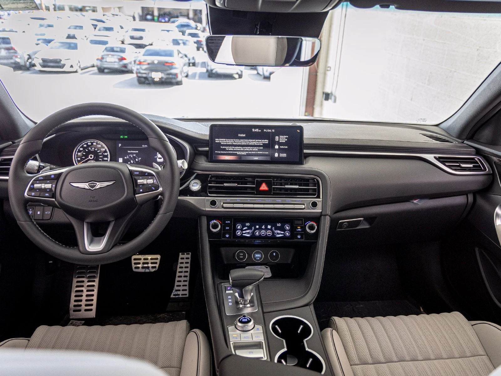 2027 Genesis G70 2.5T interior, dashboard, Fog Gray Two-Tone
