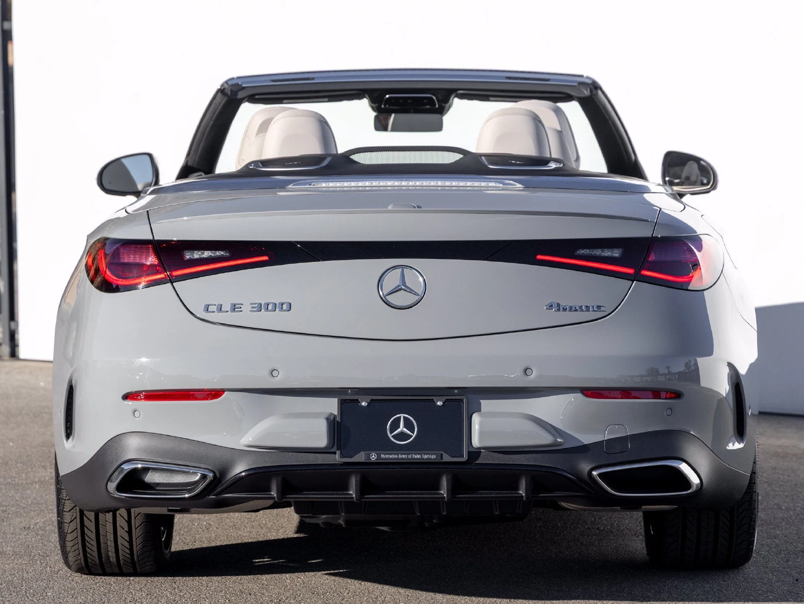 2027 Mercedes-Benz CLE 300 4MATIC Cabriolet, rear three-quarter view, Manufaktur Alpine Grey Metallic