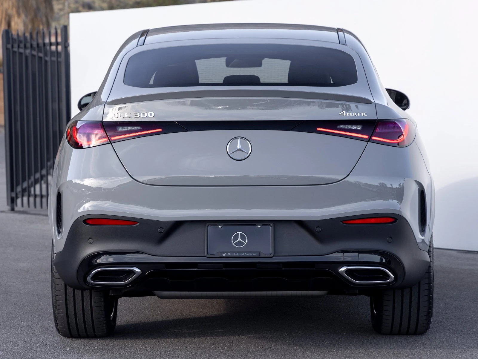 2027 Mercedes-Benz GLC 300 4MATIC Coupé, rear three-quarter view, Manufaktur Alpine Grey