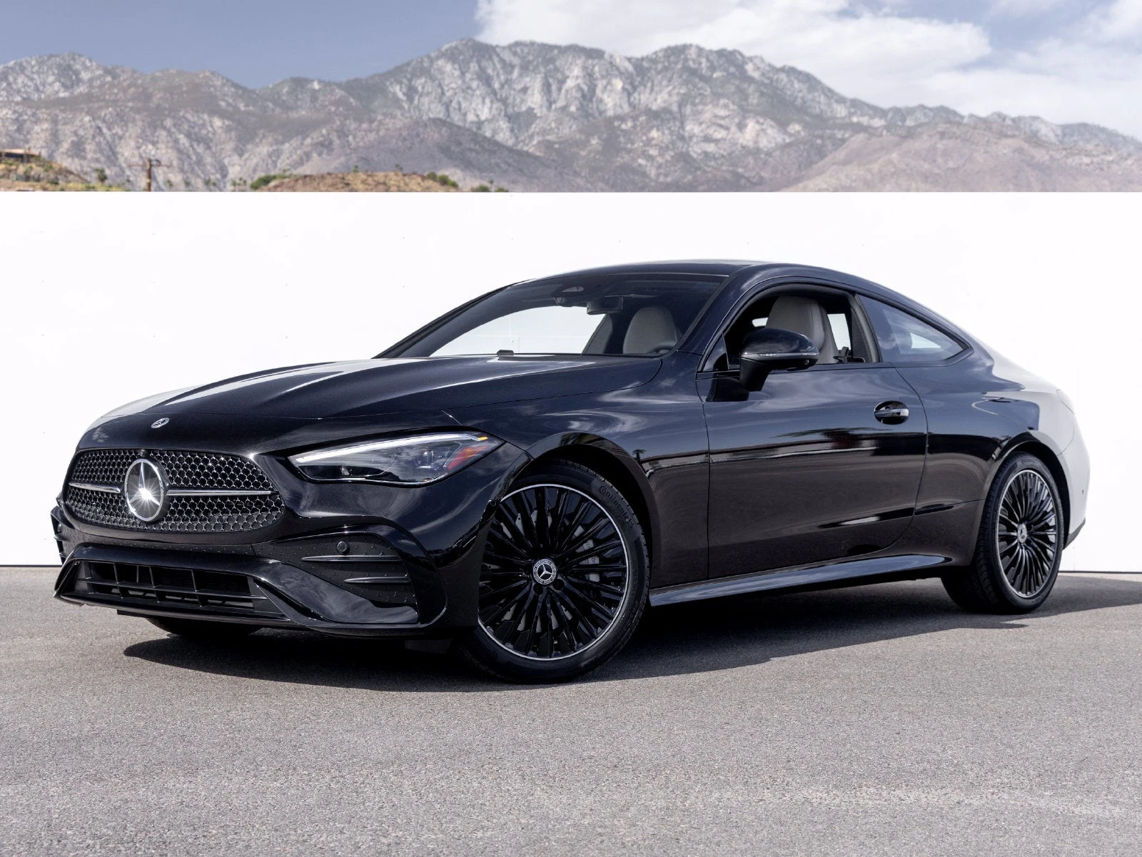 2027 Mercedes-Benz CLE 450 4MATIC Coupé for sale, front three-quarter view, Obsidian Black Metallic