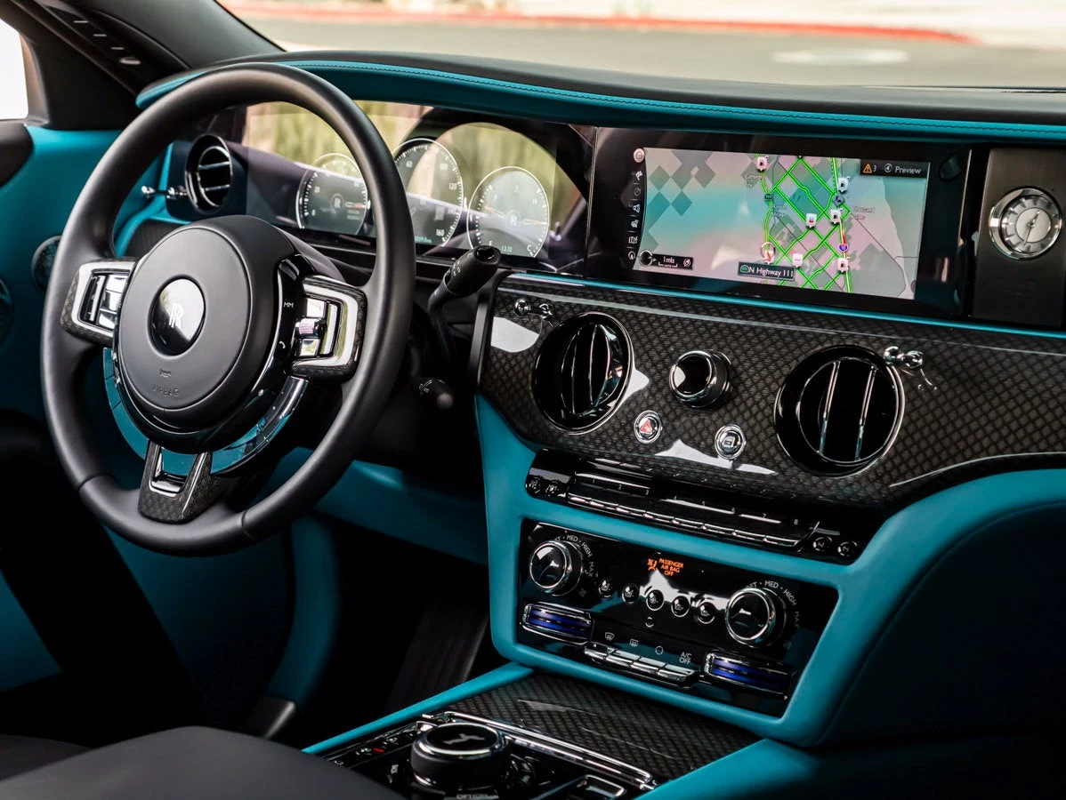 2022 Rolls-Royce Ghost Black Badge interior, dashboard, Turchese / Black