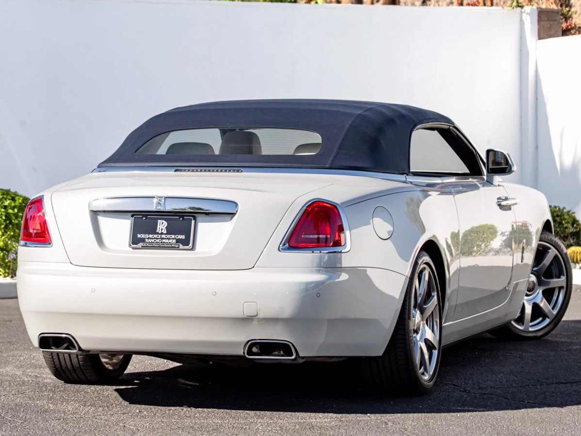 2018 Rolls-Royce Dawn, rear three-quarter view, Andalusian White