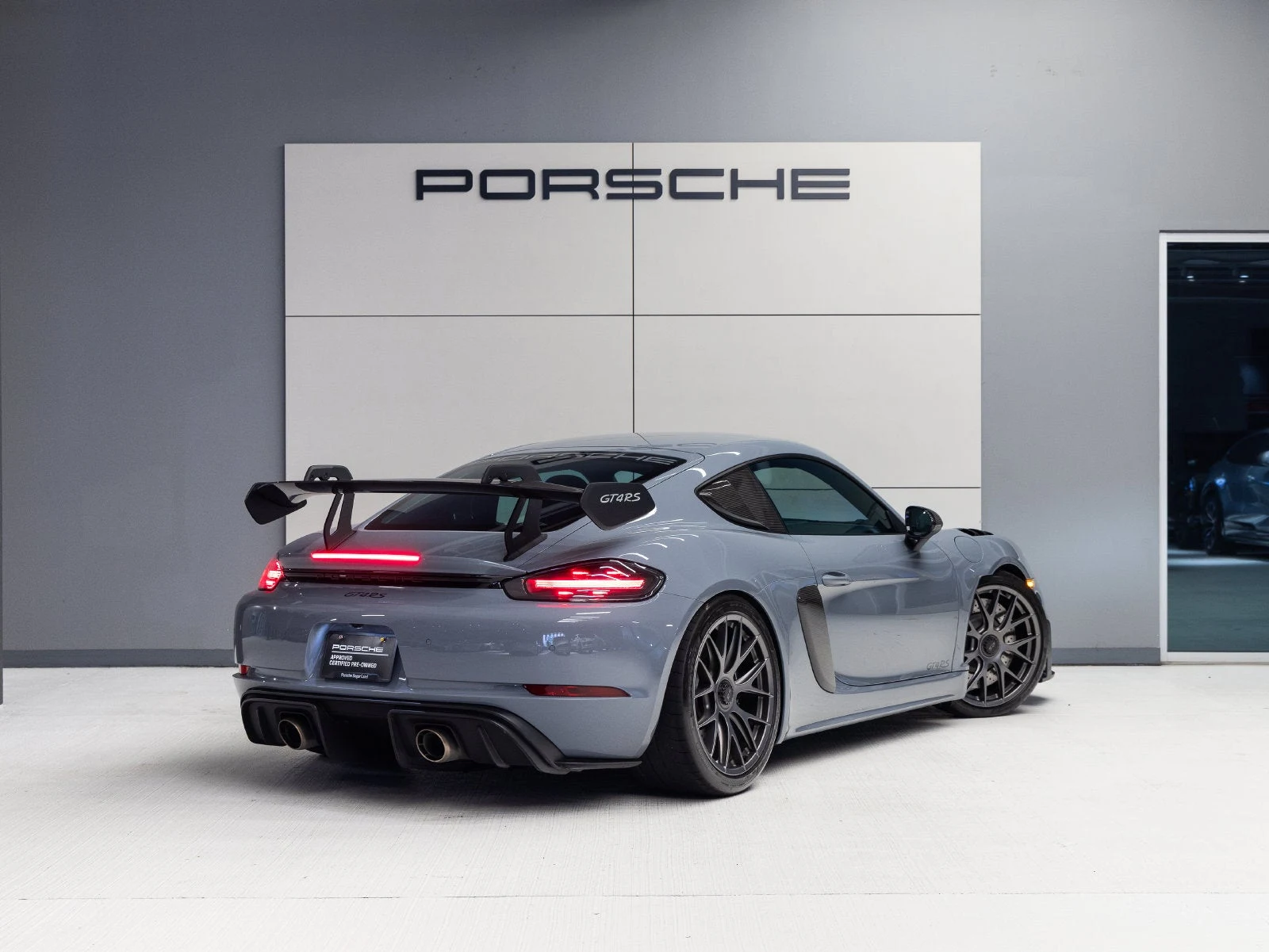 2023 Porsche 718 Cayman GT4 RS Weissach for sale, exterior, Arctic Grey