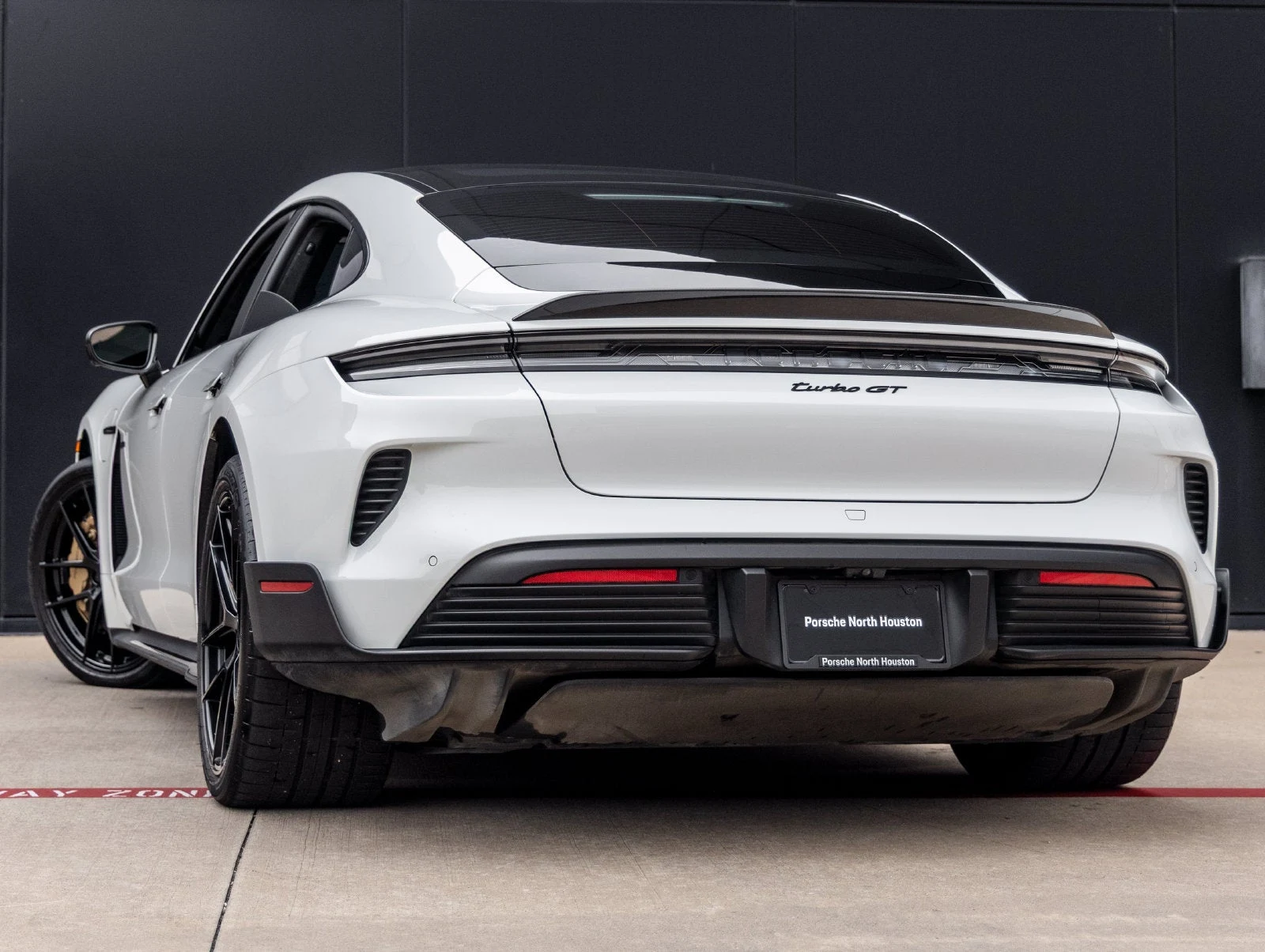 2025 Porsche Taycan Turbo GT, rear three-quarter view, White