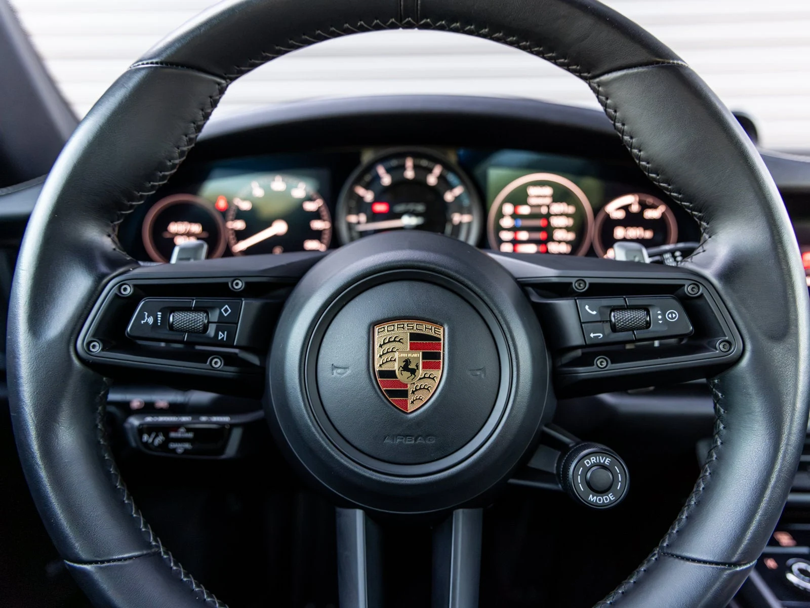 2022 Porsche 911 Carrera GTS Cabriolet interior, Black leather with Chalk stitching