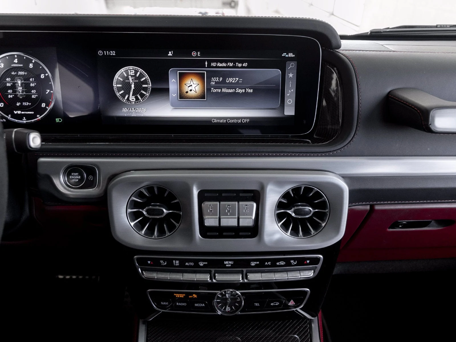 2022 Mercedes-AMG G 63 interior, Bengal Red / Black leather