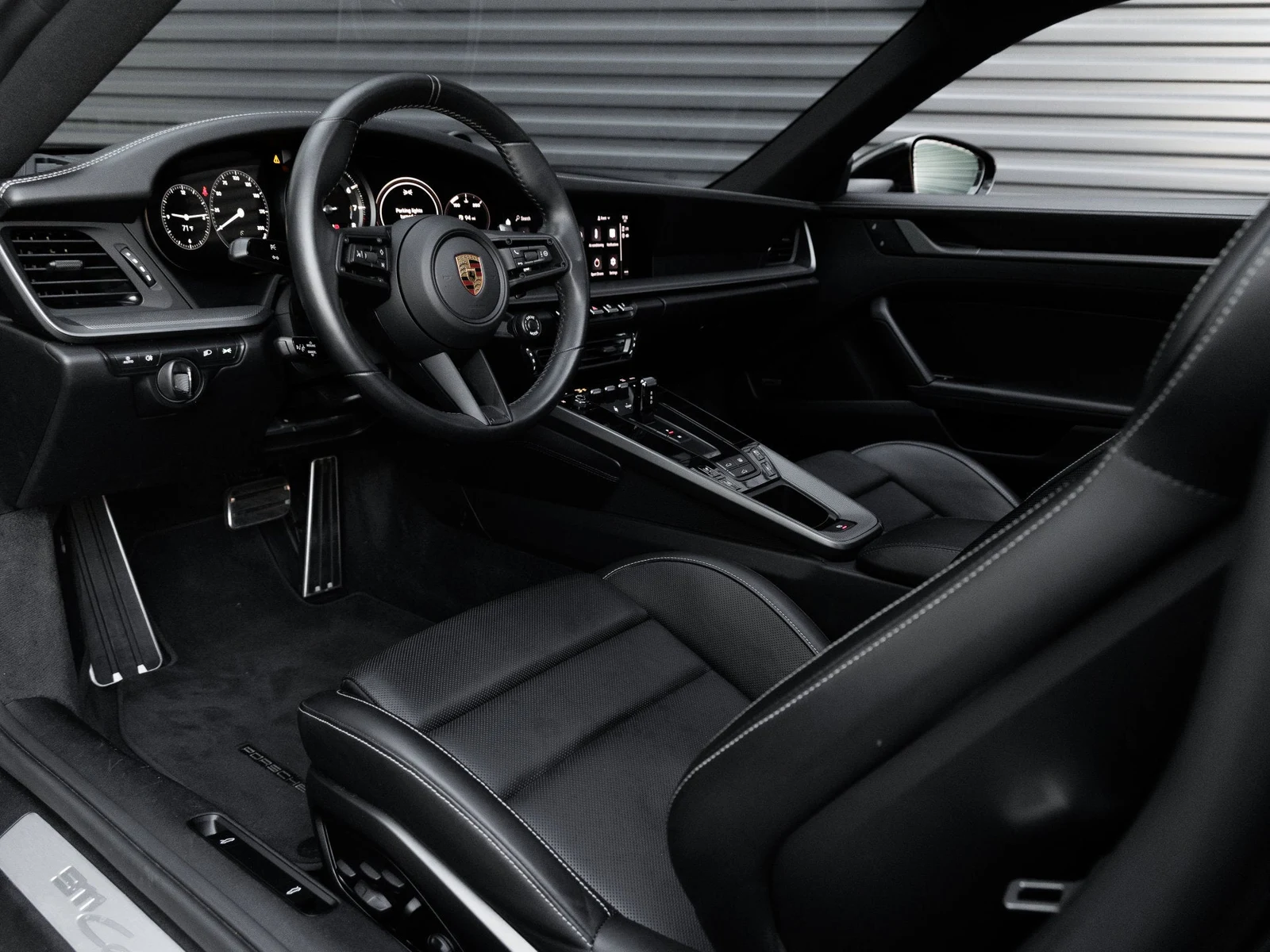 2022 Porsche 911 Carrera S interior, Black leather with Chalk stitching