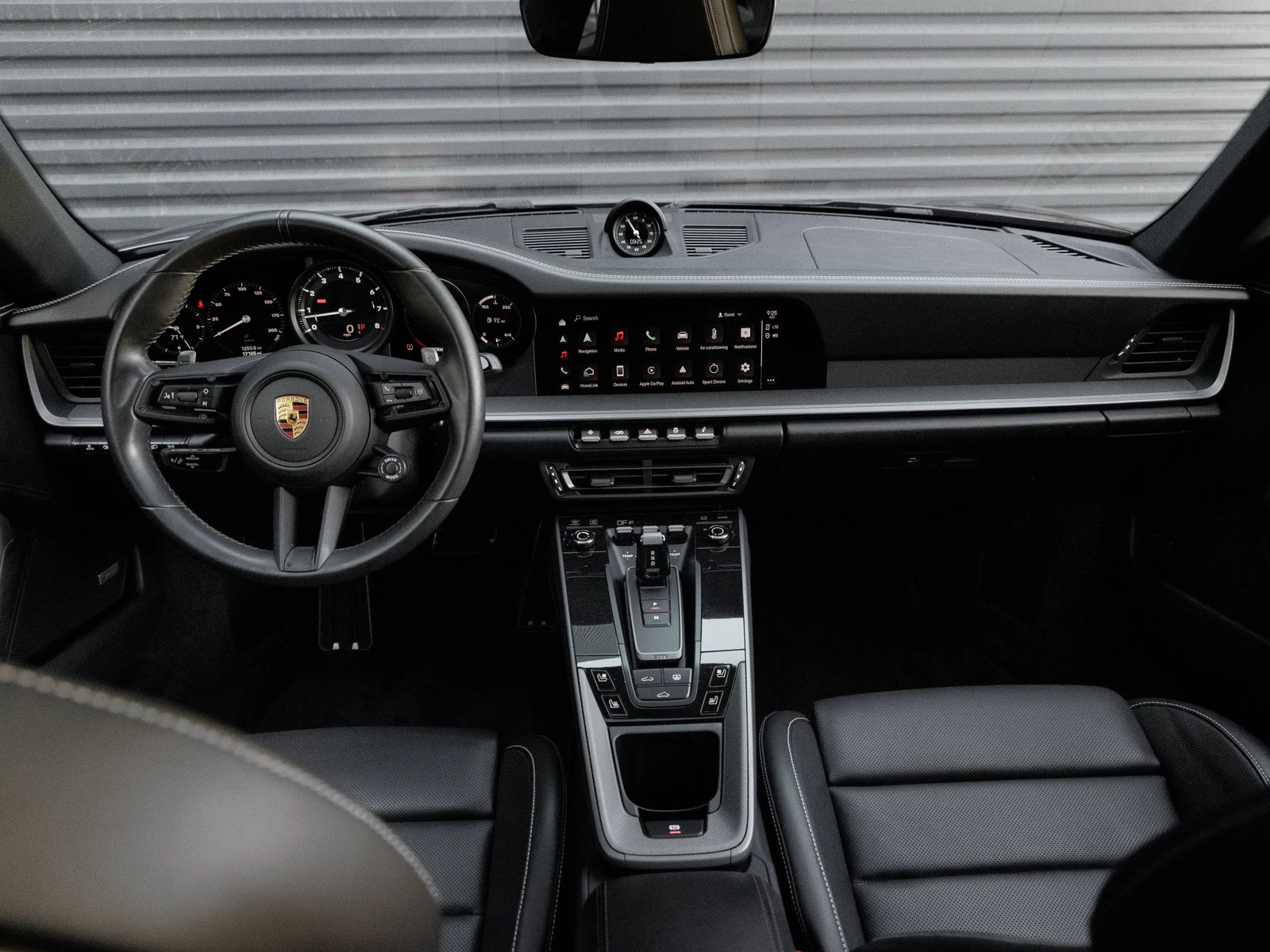 2022 Porsche 911 Carrera S interior, dashboard, Black leather with Chalk stitching