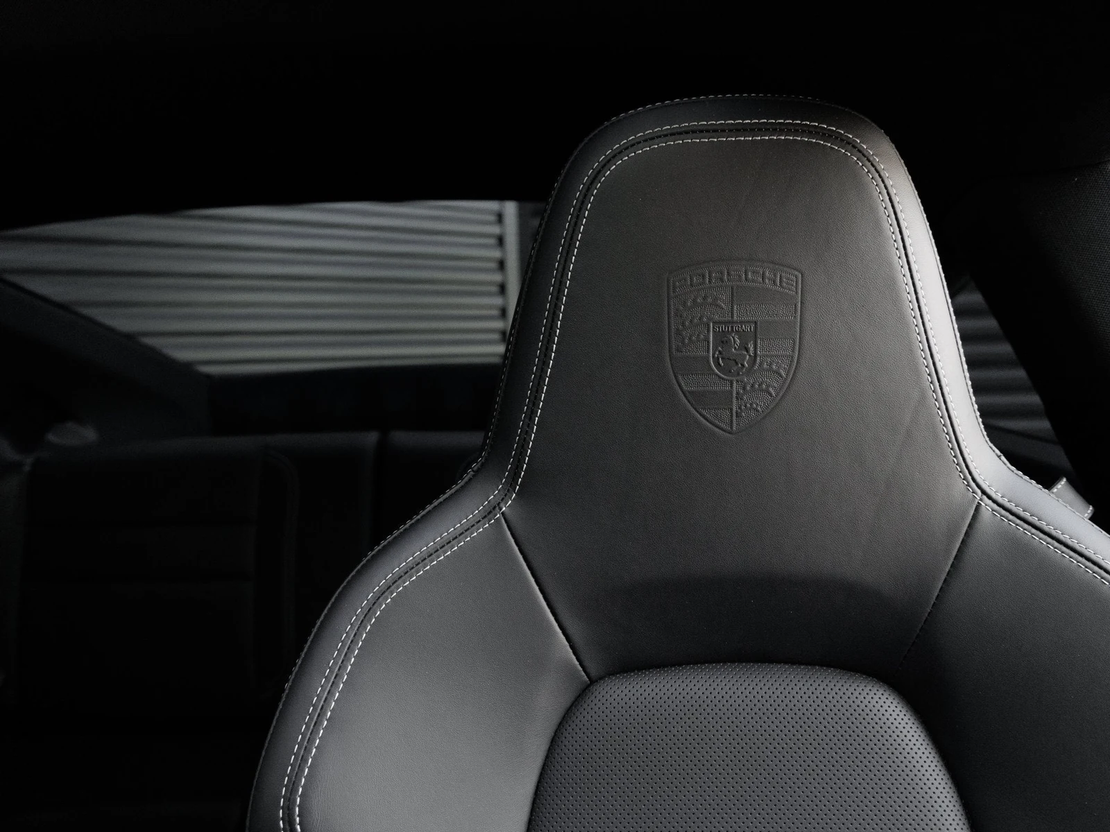 2022 Porsche 911 Carrera S interior, seats, Black leather with Chalk stitching