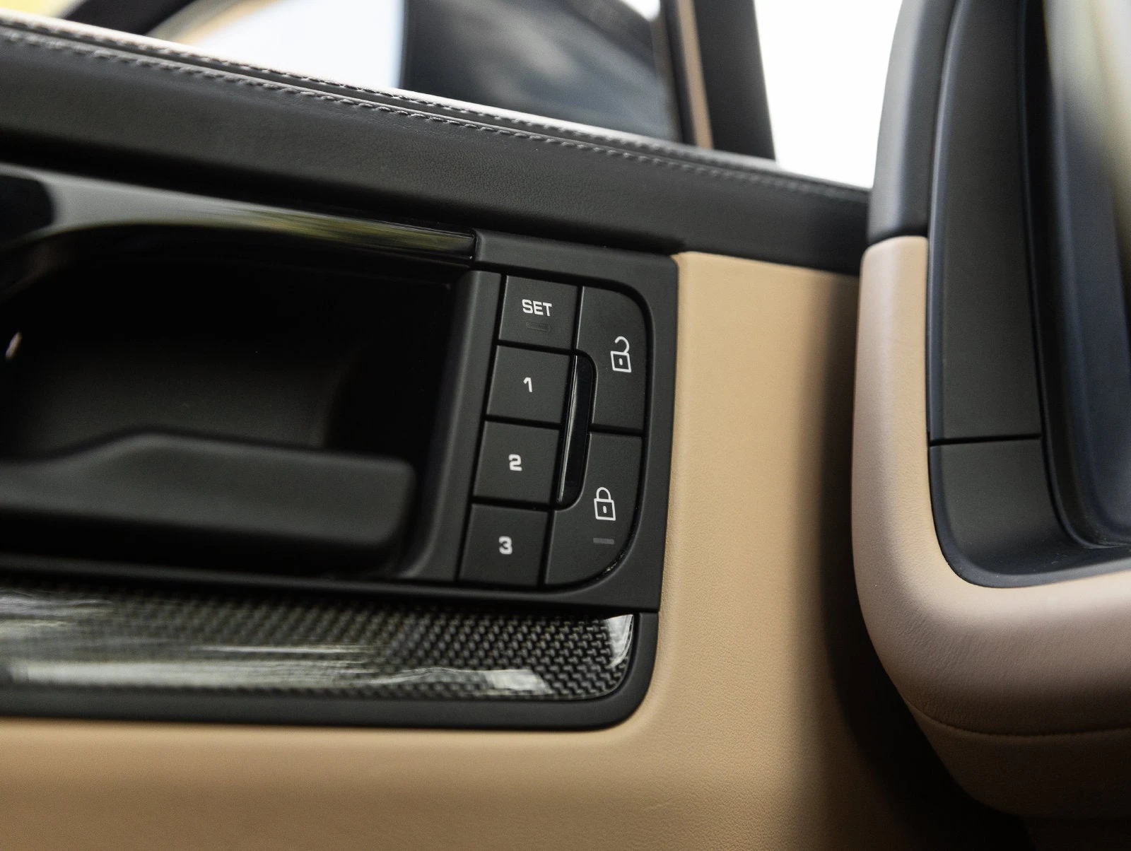 2025 Porsche Cayenne GTS interior, center console, Black / Mojave Beige leather