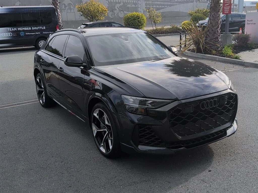 2025 Audi RS Q8 performance for sale, front three-quarter view, Waitomo Blue Metallic