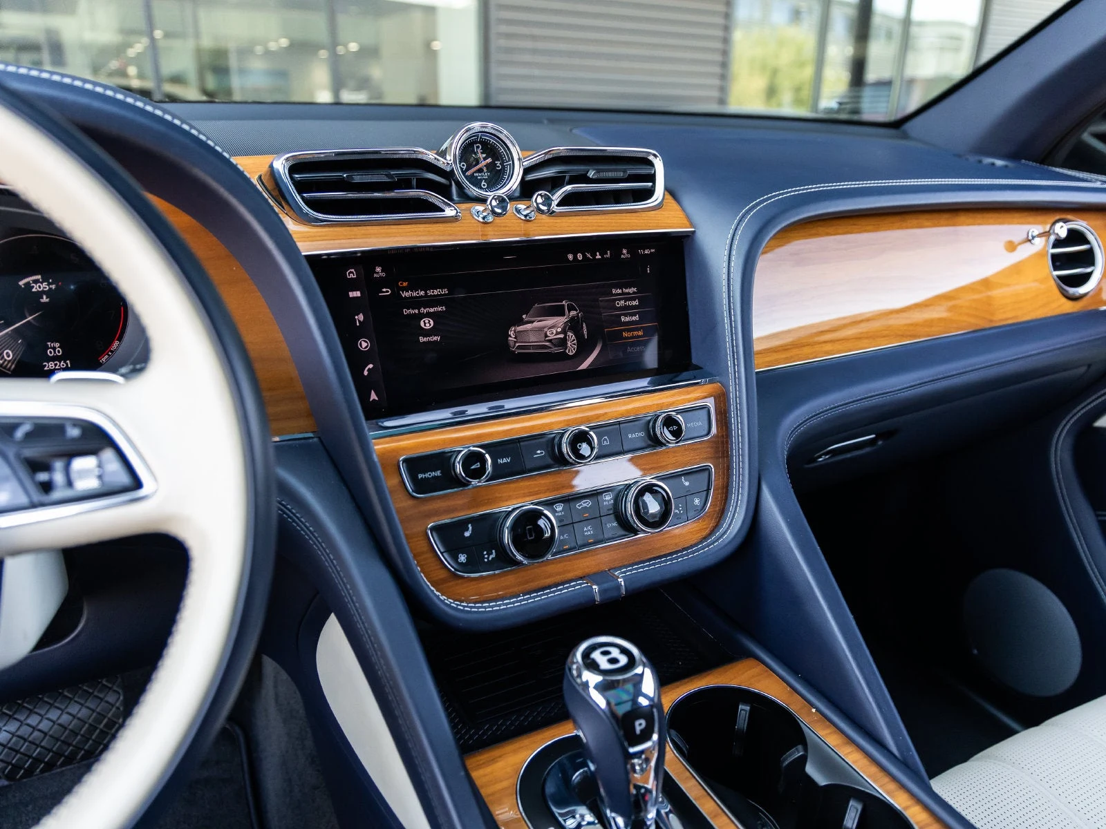 2021 Bentley Bentayga V8 interior, Beige / Blue leather