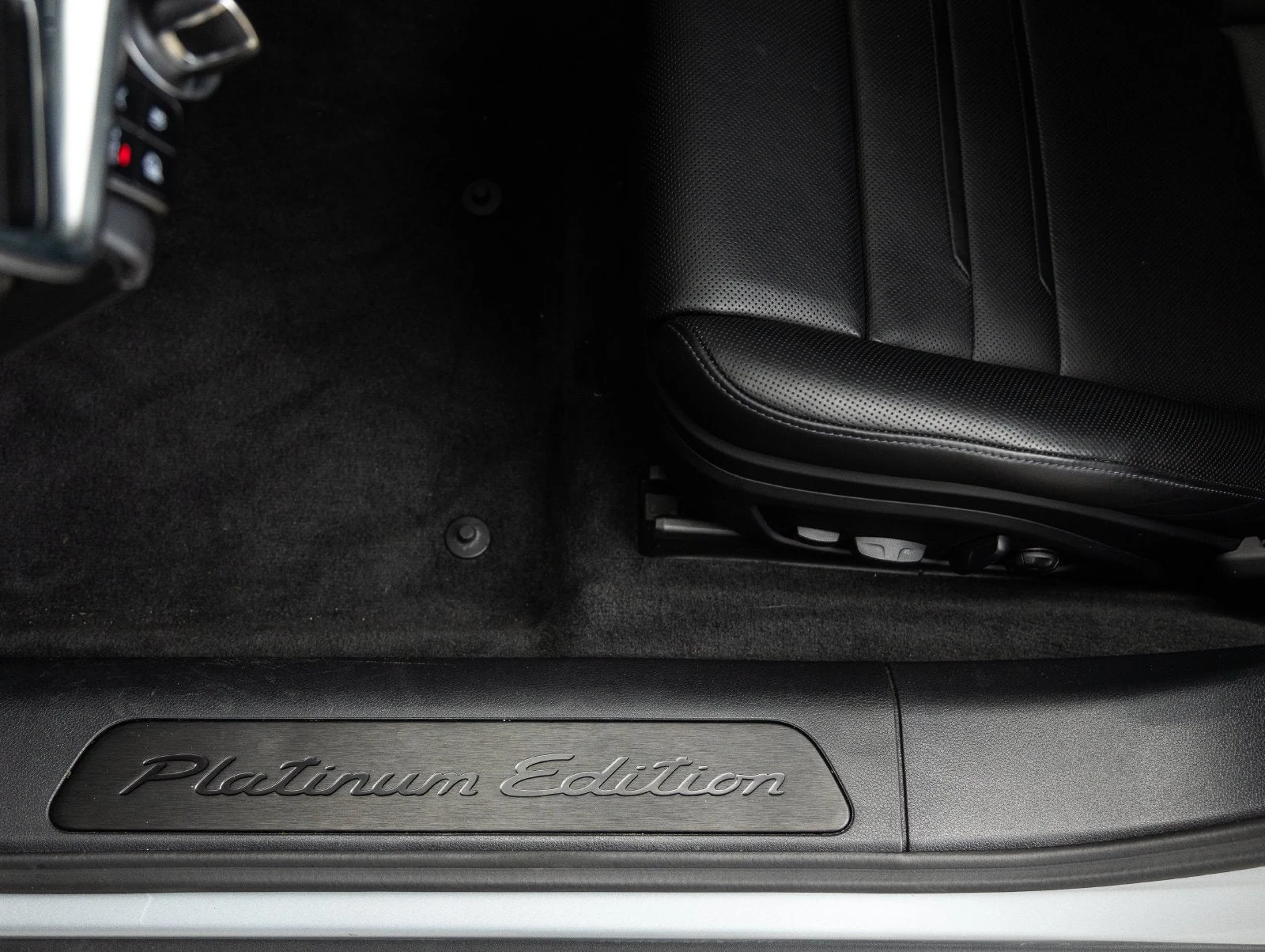 2023 Porsche Panamera Platinum Edition interior, door sill, Black leather