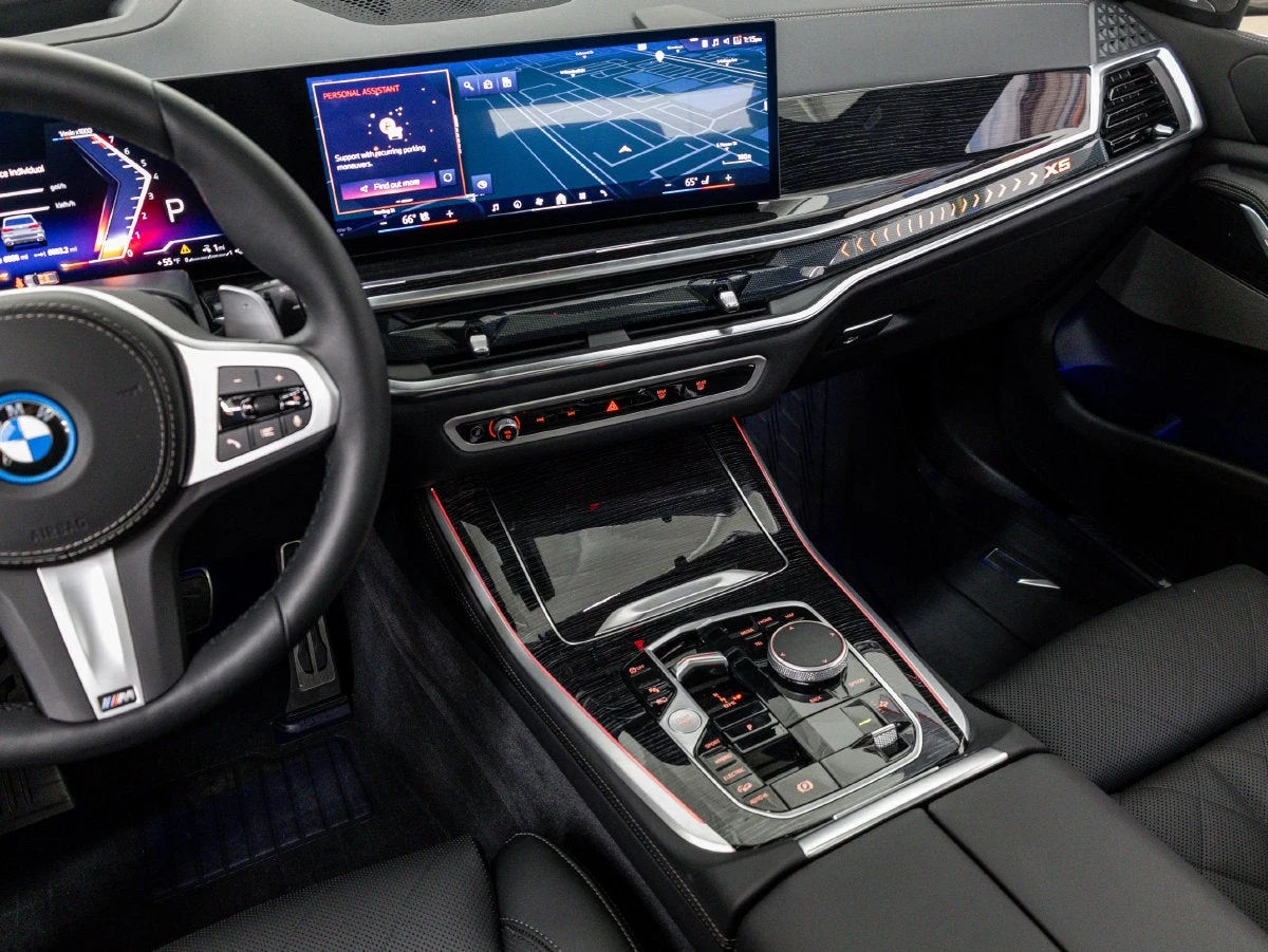 2026 BMW X5 xDrive50e interior, Black Sensafin with decorative stitching