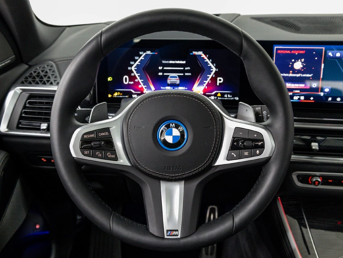 2026 BMW X5 xDrive50e interior, Black Sensafin with decorative stitching