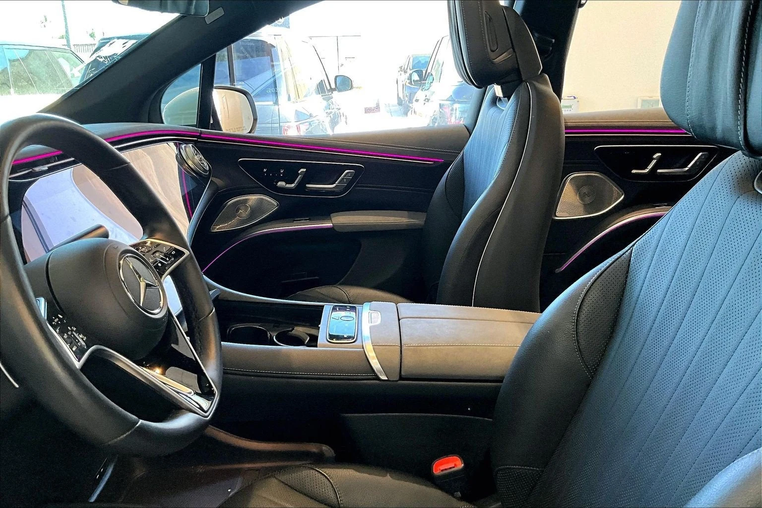 2025 Mercedes-Benz EQS 450 4MATIC SUV interior, seats, Black / Space Grey leather