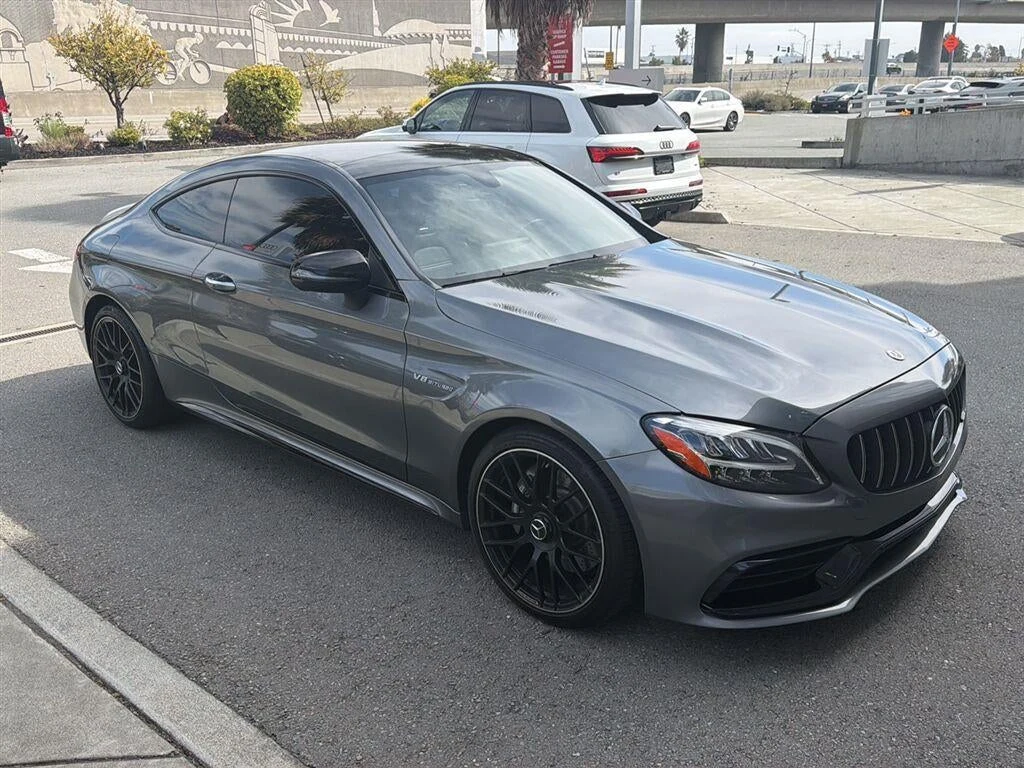 2020 Mercedes-AMG C 63 Coupe for sale, front three-quarter view, Selenite Grey Metallic