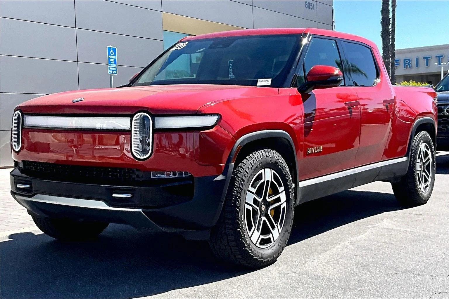 2023 Rivian R1T Adventure Quad-Motor Large Pack for sale, exterior, Red Canyon