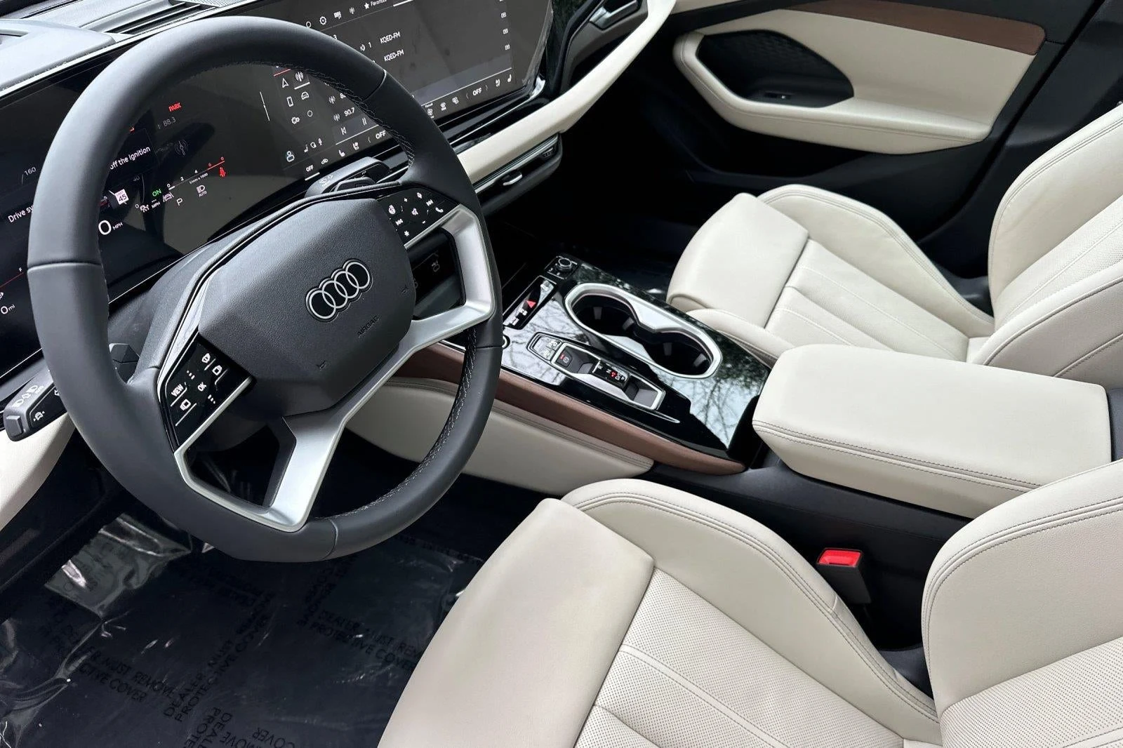 2026 Audi A6 Sedan Premium Plus quattro interior, Pearl Beige leather