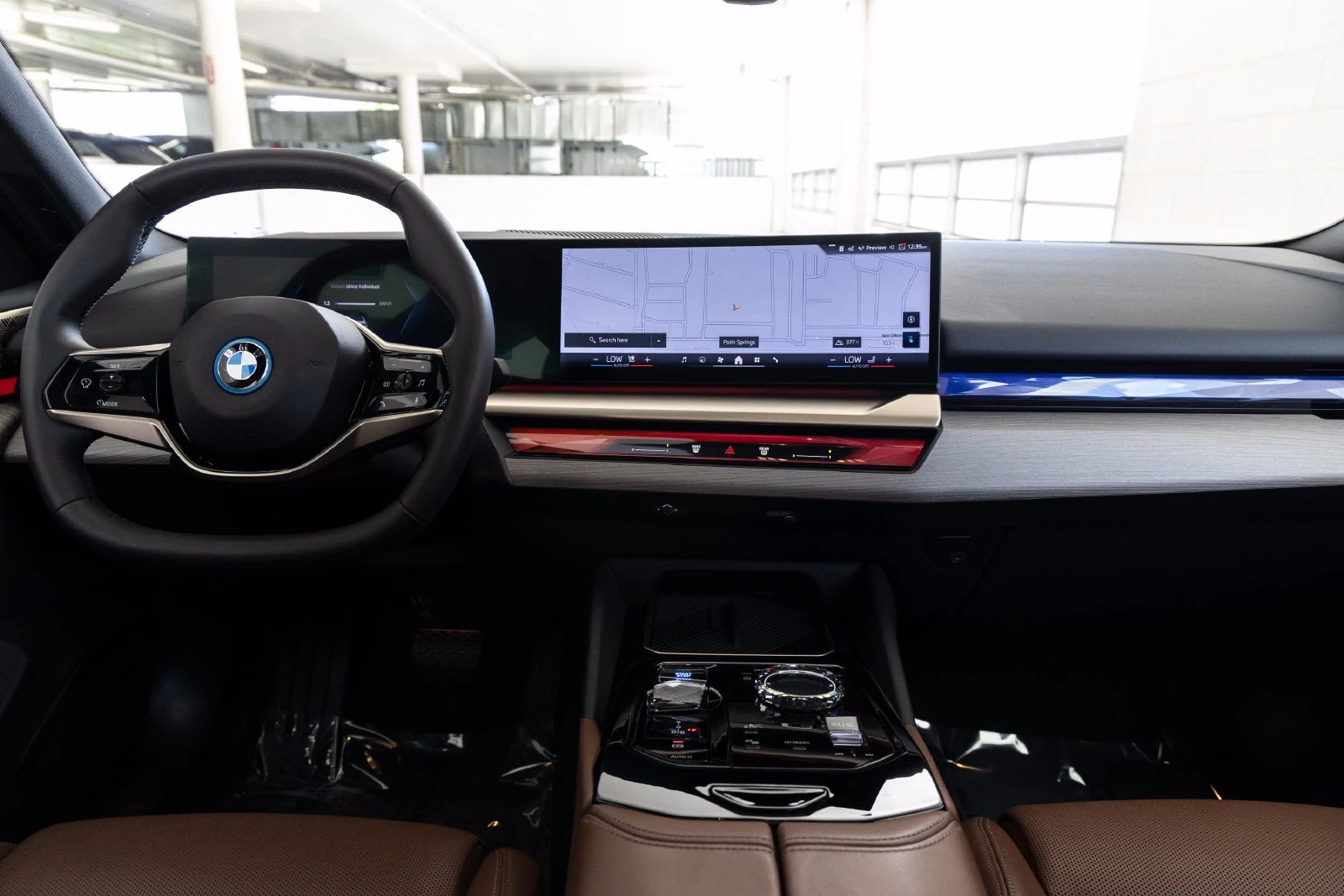 2024 BMW i5 eDrive40 interior, dashboard, Copper Brown / Atlas Grey leather