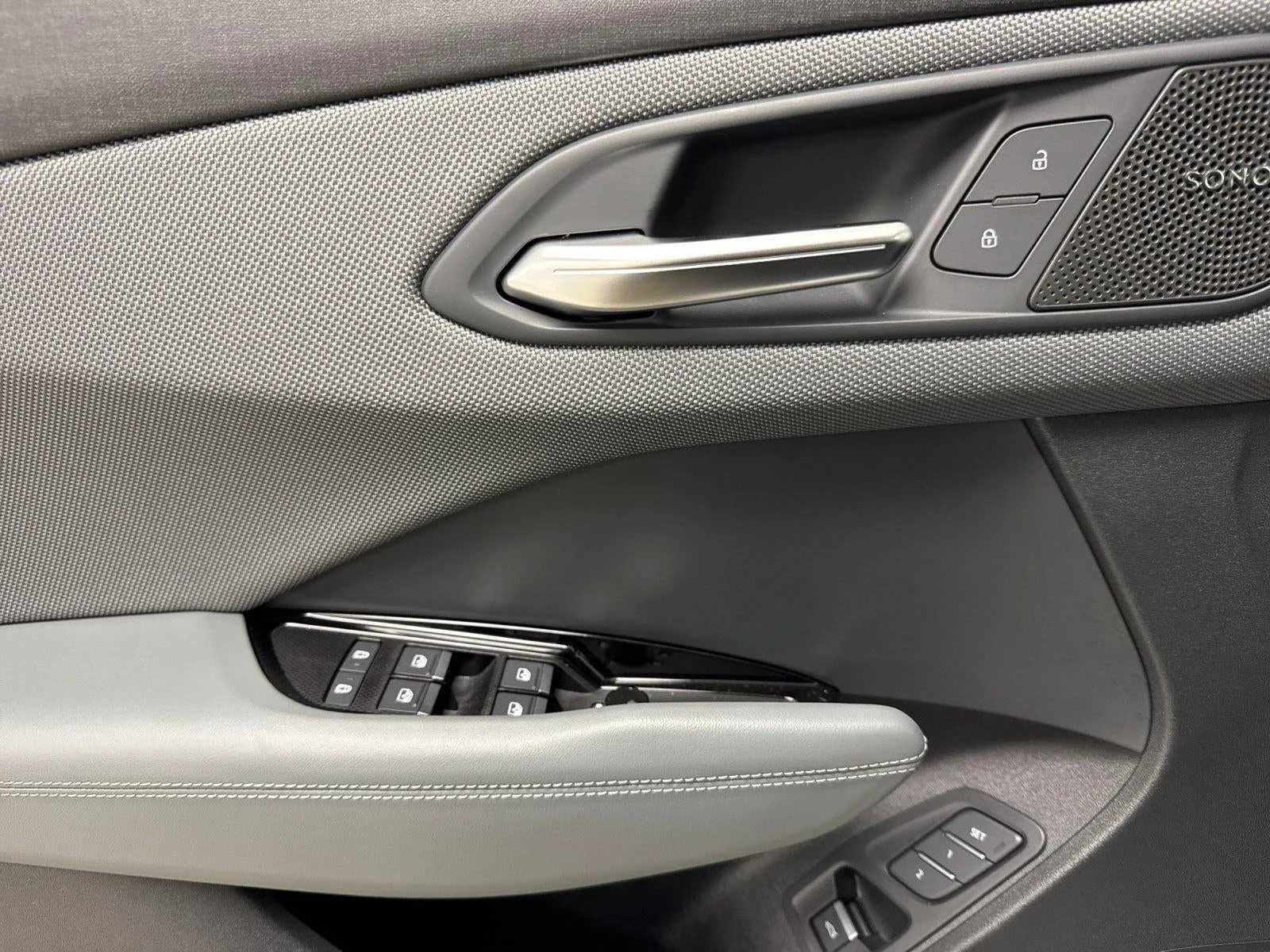 2026 Audi Q3 S line quattro interior, door panel, Black leather with Steel Gray stitching
