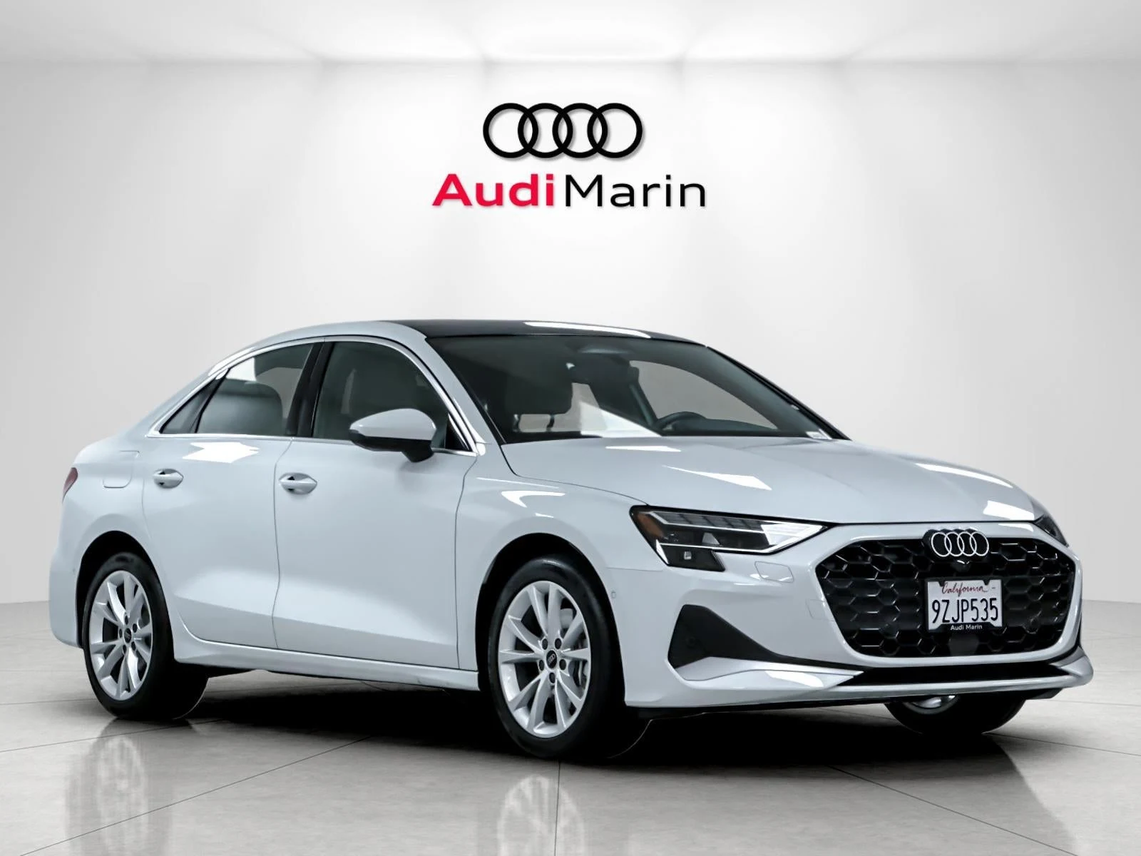 2026 Audi A3 Premium Plus quattro for sale, front three-quarter view, Glacier White Metallic
