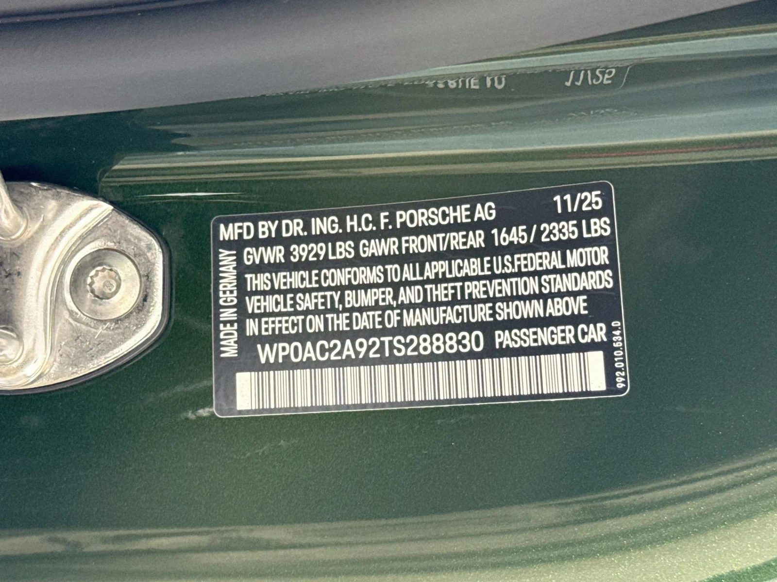 2026 Porsche 911 (992.2) GT3, 30/30