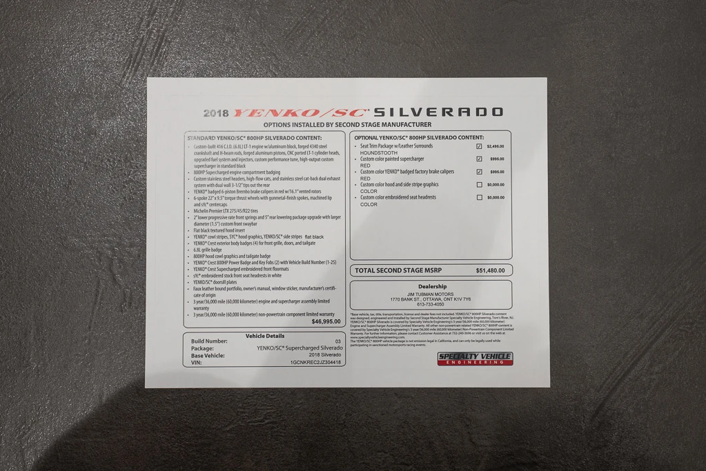2018 Chevrolet Silverado 1500 Yenko/SC, 29/30